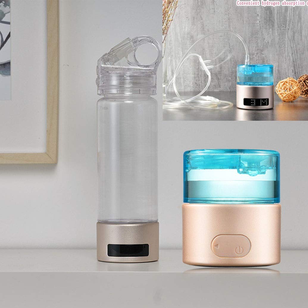 SPE & PEM Hydrogen Water Bottle Generator with LED Display - Portable Hydrogen Rich Water Maker Ionizer with Tube - Anti-Aging Health Water Cup for Home, Travel & Fitness