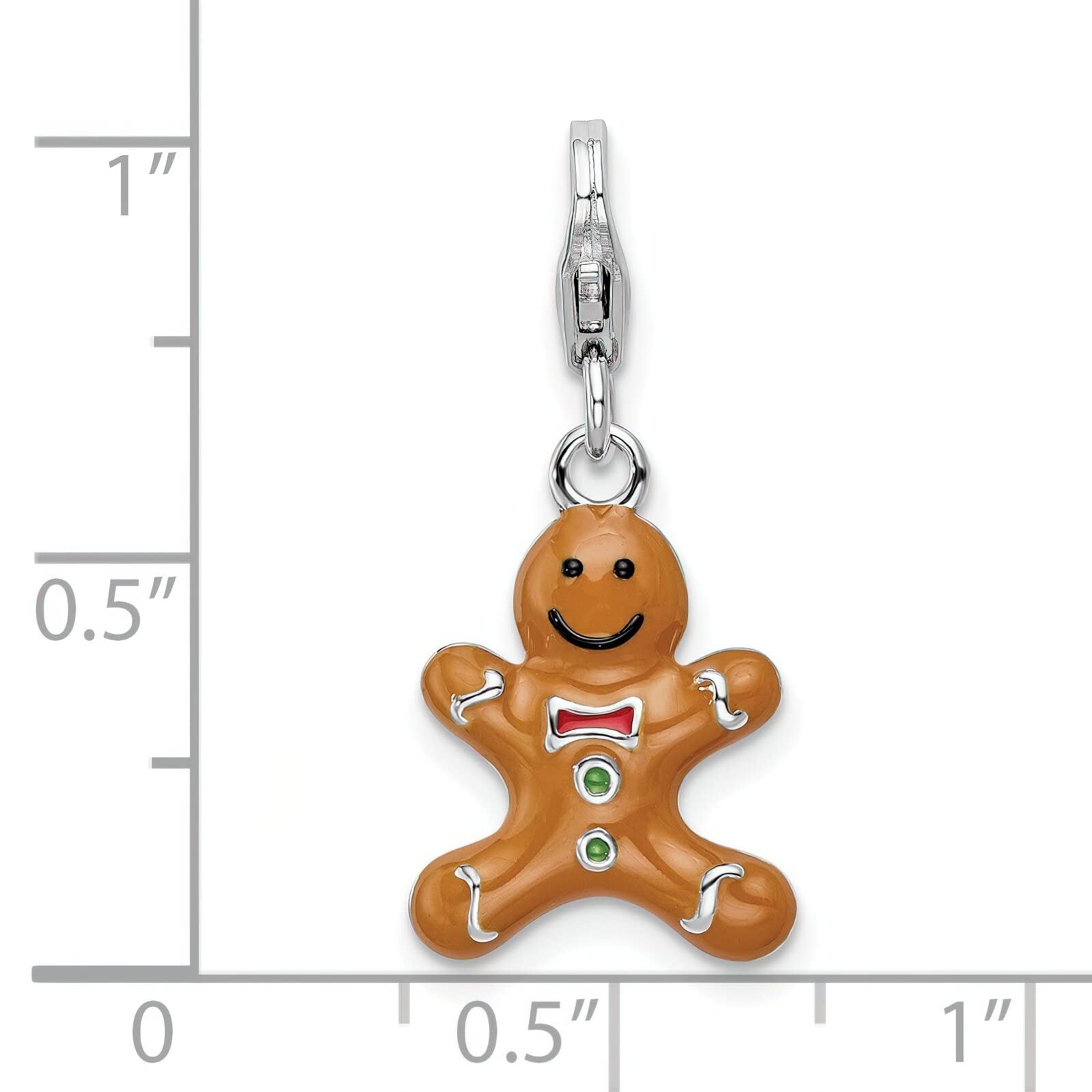 Sterling Silver Gingerbread Man Lobster Clasp Charm - Christmas Holiday Jewelry Gift for Women & Girls - Perfect for Necklaces, Bracelets & DIY Crafting