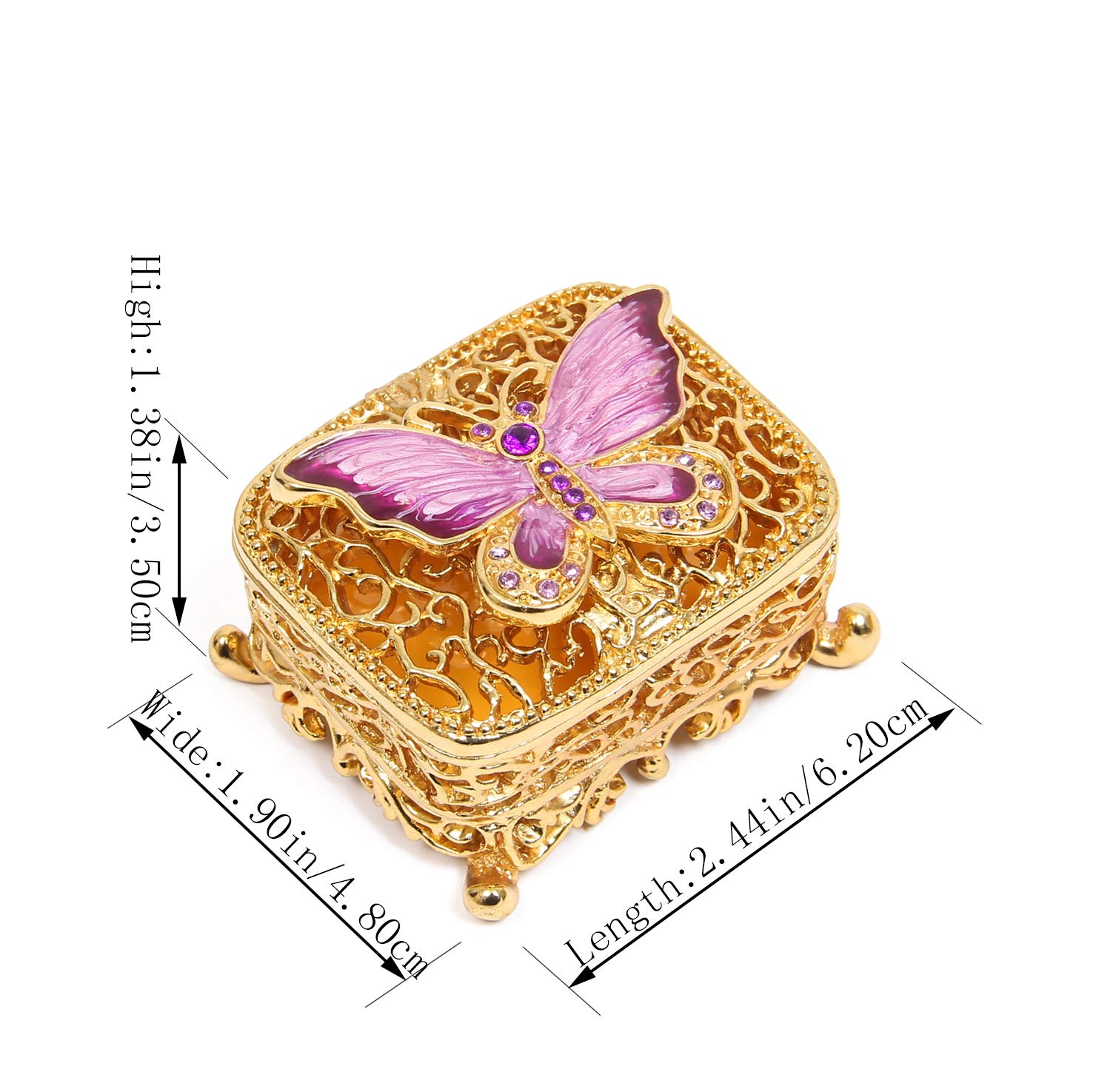 QIFU Hand Painted Butterfly Jewelry Box - Enameled Hinged Trinket Box for Rings & Necklaces | Unique Gift for Women, Mom, Wife | Perfect for Birthday, Anniversary & Valentine's Day