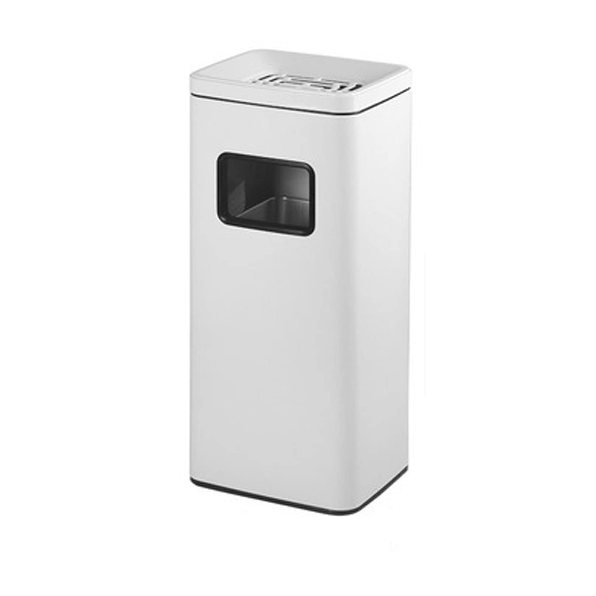 Stainless Steel Trash Can with Lid - 26.7x9.8x11.8 Inch Commercial Garbage Bin for Indoor/Outdoor Use - Durable Waste Container for Kitchen, Office, Restaurant & Bathroom (White)