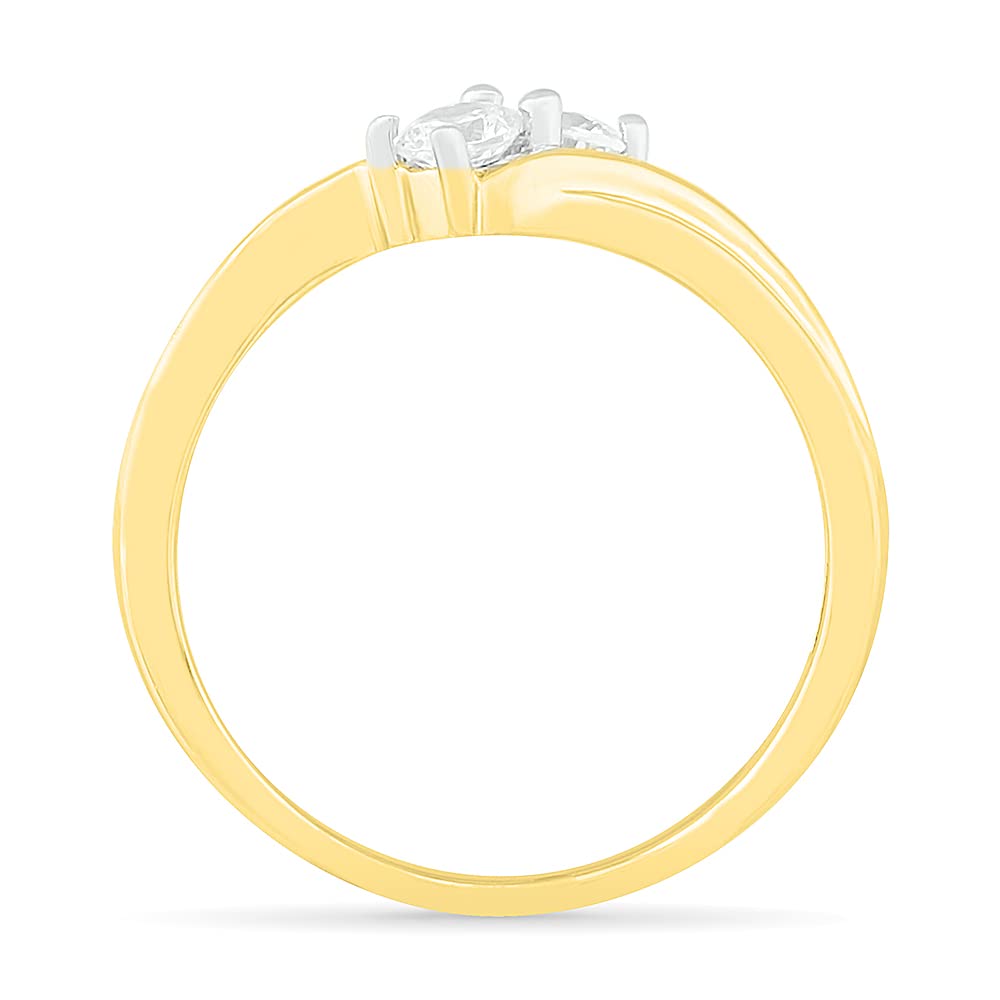 10kt Gold Round White Diamond Classic Two Stone Ring (1/3 cttw) - Elegant Jewelry for Women, Perfect for Engagement, Anniversary & Special Occasions