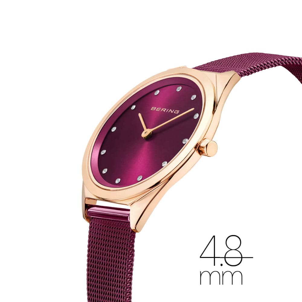 Bering Ultra Slim Purple Milanese Strap Women's Watch 17031 969 - Elegant Fashion Accessory for Office, Party & Everyday Wear