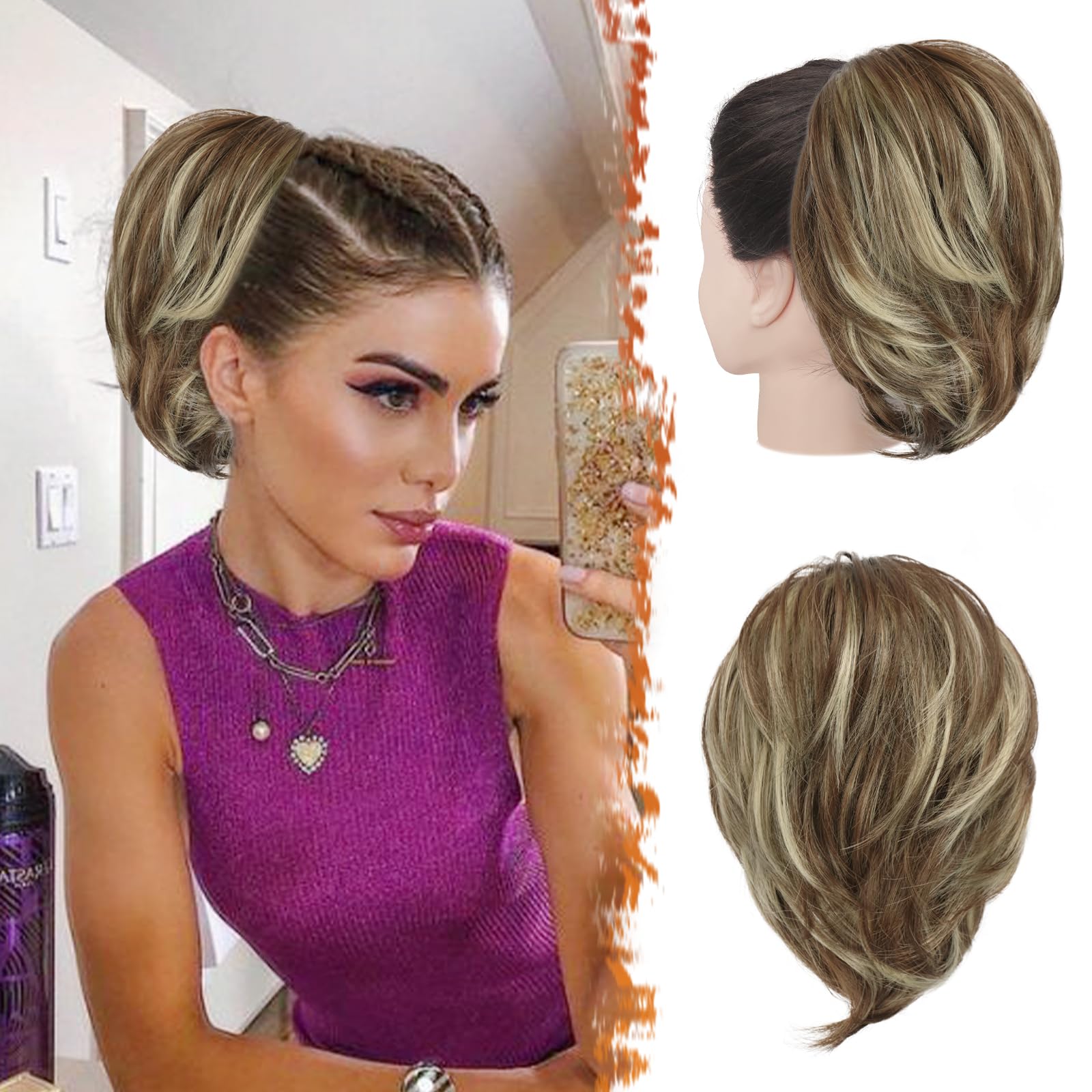 8 Inch Claw Clip Hair Bun Extension for Straight Hair - Perfect for Updos, Ponytails & Everyday Hairstyles