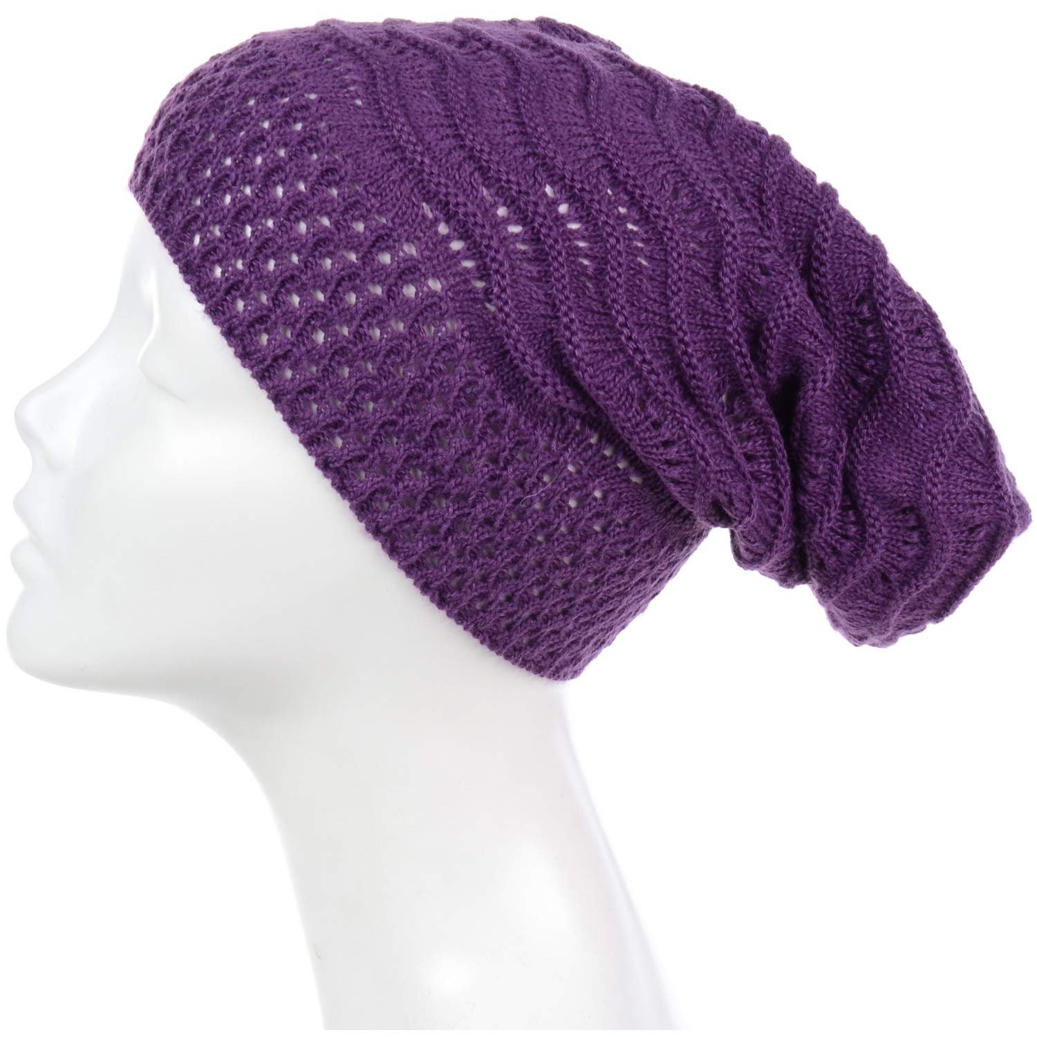 BYOS Women's Lightweight Crochet Beanie Hat - Breathable Knit Slouchy Winter Cap for Outdoor Activities, Travel & Casual Wear