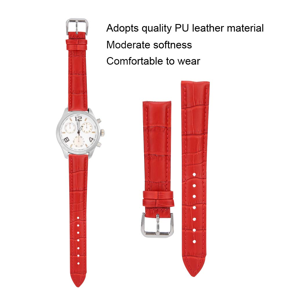 ZJchao 18mm Red PU Leather Watch Band - Adjustable Unisex Watch Strap Replacement for Men & Women, Perfect for Watch Repair, Daily Wear & Gift Giving