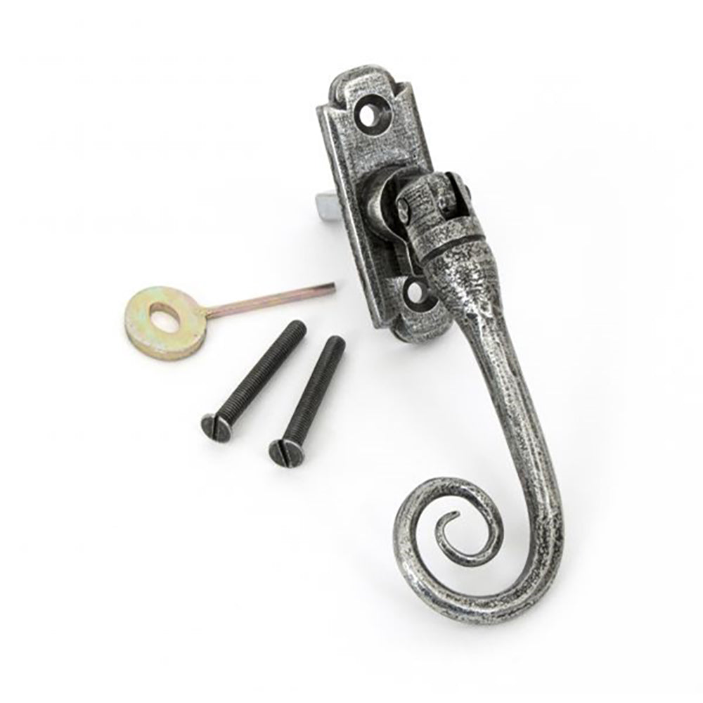 Vintage Pewter Monkeytail Espagnolette Window Fastener - Antique Style Lock for Casement & Sash Windows - Home Security & Decorative Hardware for Historic Houses & Renovation Projects