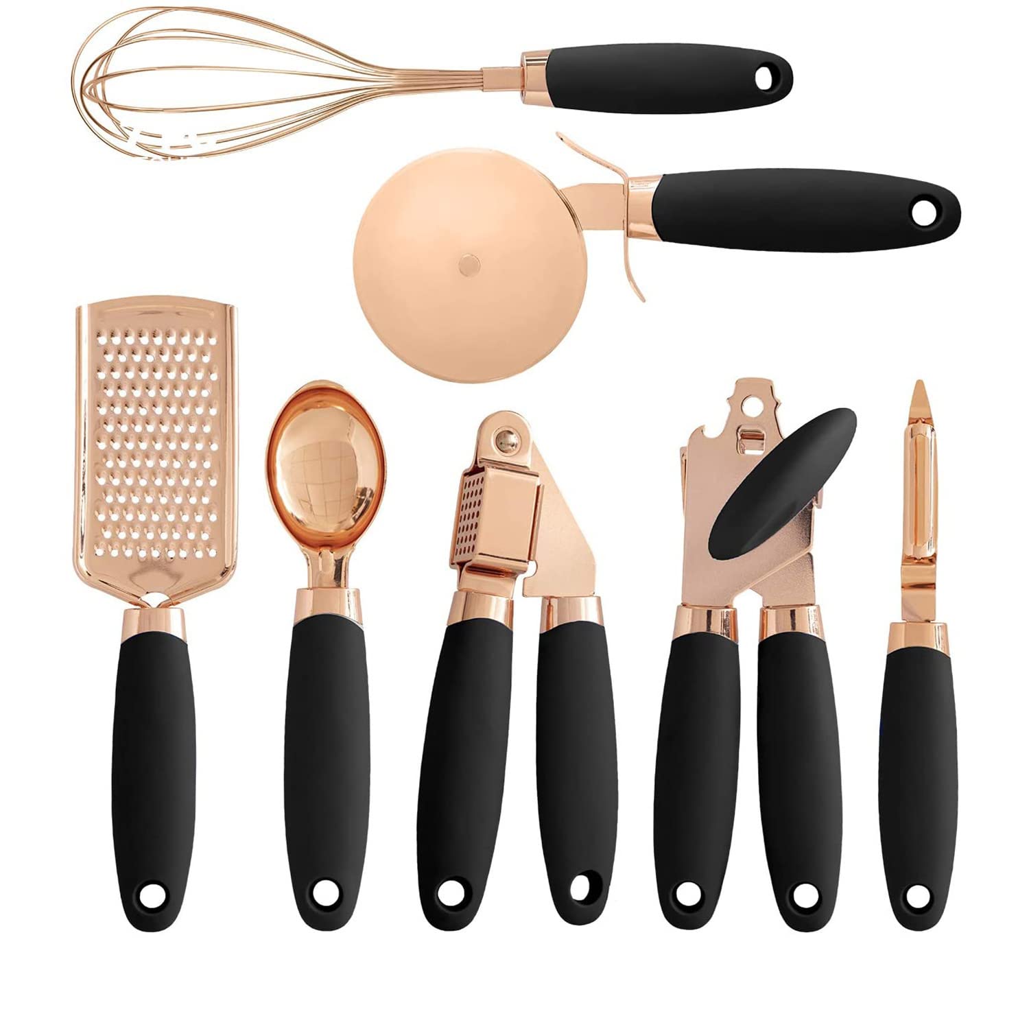 KaiTong 7-Piece Multifunctional Kitchen Gadget Set - Black | Essential Cooking Tools for Meal Prep, Baking & Everyday Cooking