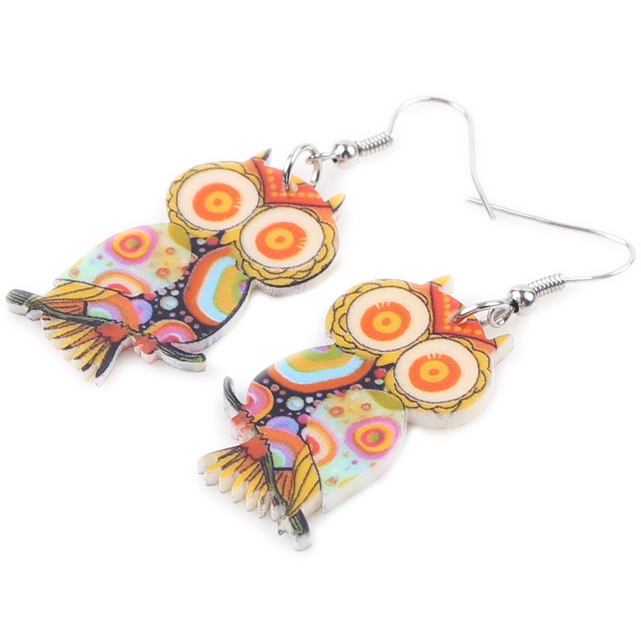 Stylish Acrylic Owl Drop Earrings - Cute Dangle Bird Jewelry for Women | Perfect Gift for Nature Lovers, Boho Fashion & Everyday Wear