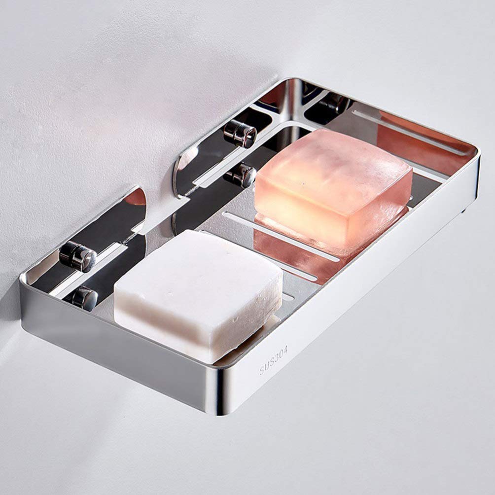 Wall Mounted Soap Holder - No Drill Bathroom Soap Organizer with Storage Dish, Rustproof Wall Hanging Soap Case for Shower, Kitchen Sink & Vanity - Practical Soap Container for Home & Office Use