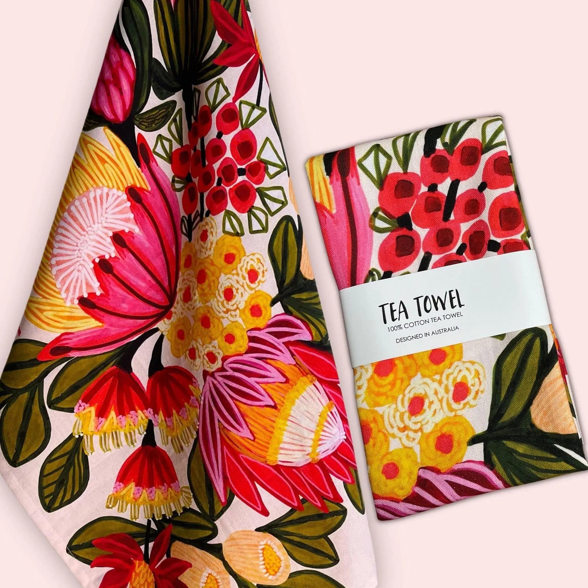 Premium King Proteas Tea Towel Set - 100% Cotton Kitchen Towels for Drying Dishes, Handmade Floral Design - Perfect for Kitchen, Dining, and Gift Giving