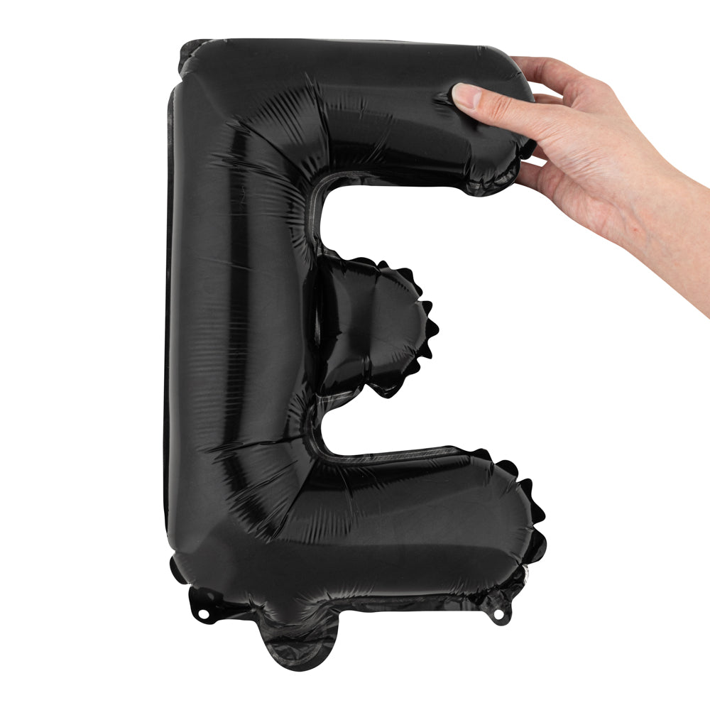 Balloonify Black Mylar Letter E Balloon - 16 Inch Large Foil Alphabet Balloon (1 Count) - Perfect for Birthday Parties, Graduations & Baby Showers