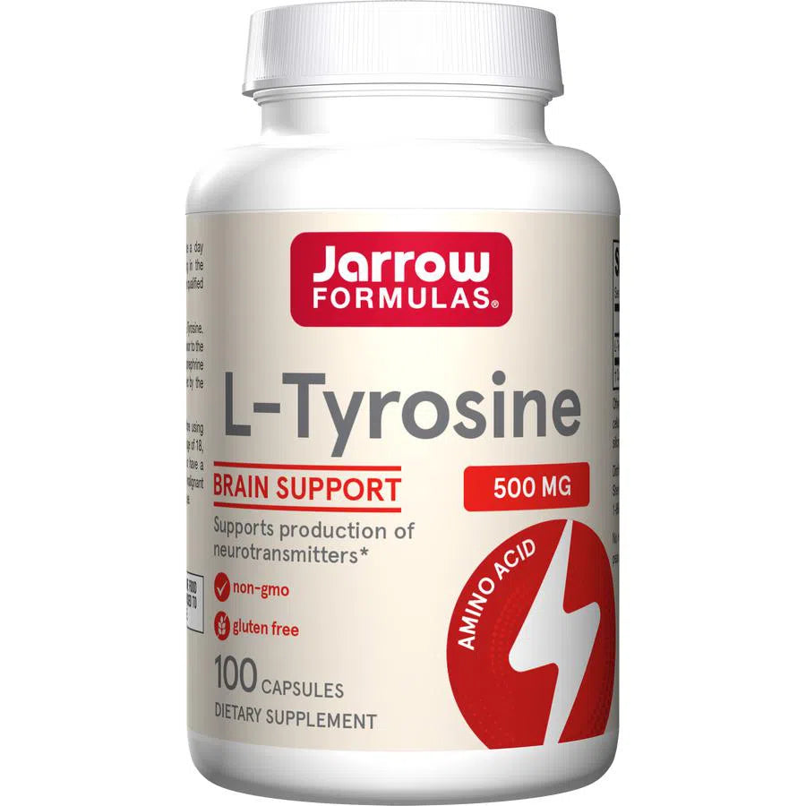 Jarrow Formulas L-Tyrosine 500mg Capsules - Supports Cognitive Function & Stress Relief - Ideal for Focus, Mood & Energy Boost