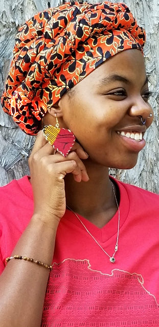 African Print Ankara Pre-Tied Headwrap - Leaf Design DP3844PT - Stylish Headwear for Women, Church, Parties & Special Occasions