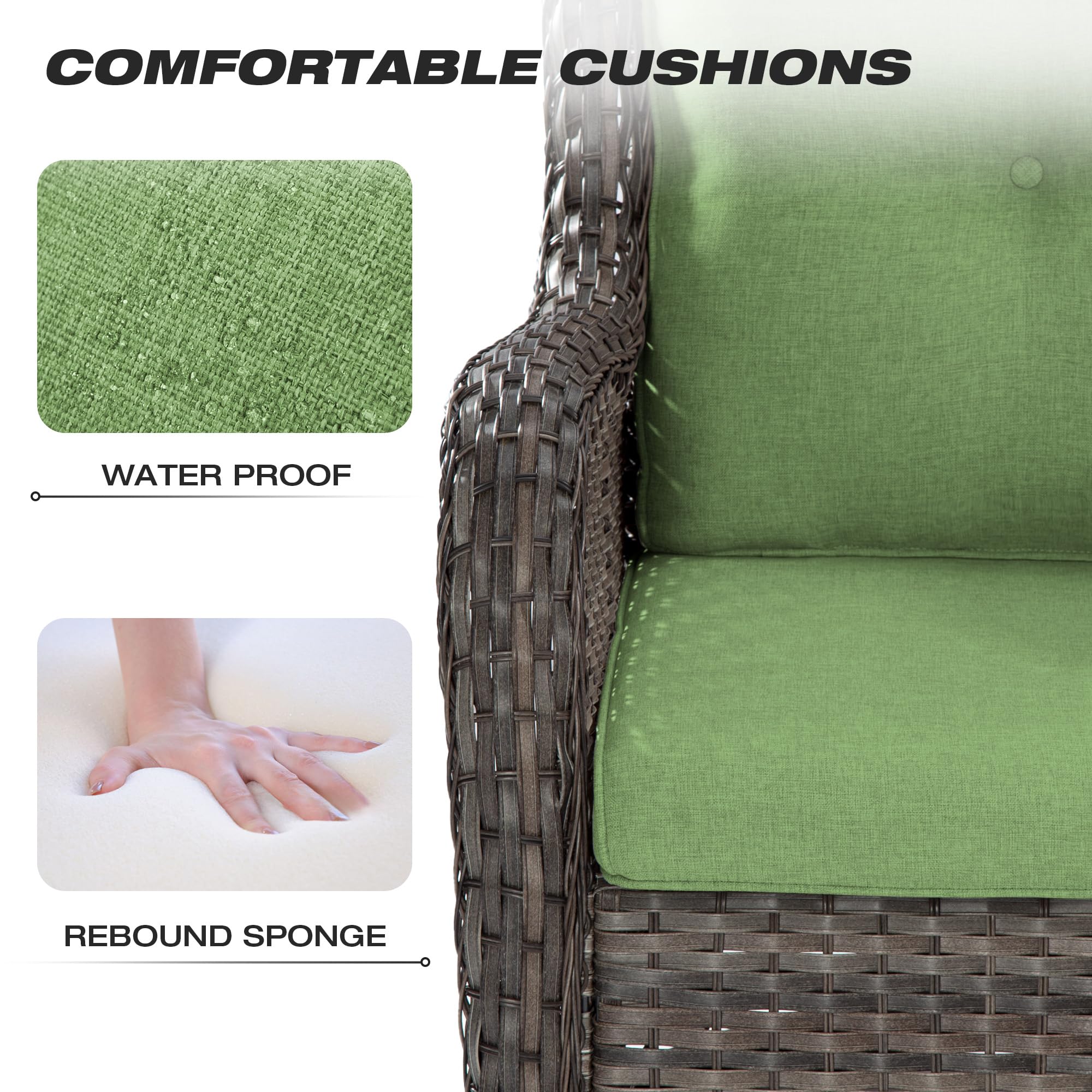 Joyside 2-Piece Outdoor Wicker Dining Chair Set - PE Rattan Patio Chairs with 4-Inch Cushions, Mixed Grey/Green - Perfect for Garden, Backyard, Deck & Poolside Relaxation