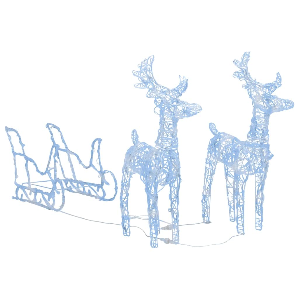 CHARMMA 2 Reindeers & Sleigh Christmas Decor with 160 LED Lights - Blue Acrylic Holiday Yard Decoration (51.2