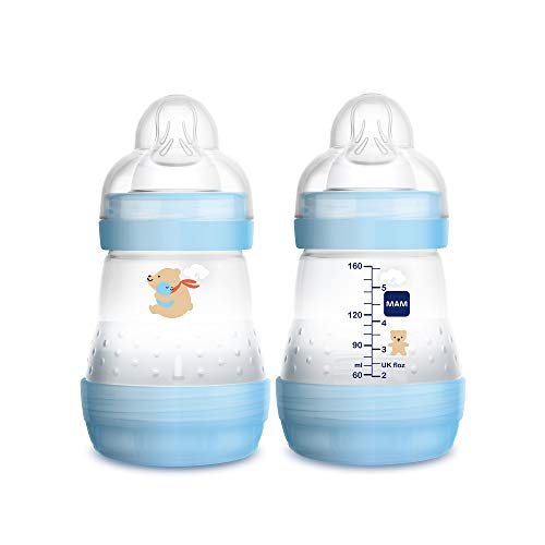 MAM Easy Start Anti-Colic 5 oz Baby Bottles (2-Pack) - Reduce Gas & Colic, Breast to Bottle Transition - Newborn Feeding Essentials for Boys & Girls - Perfect for Daycare, Travel & Nighttime Feedings