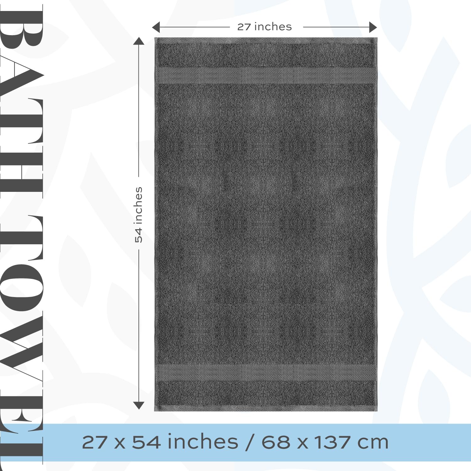 Premium 100% Cotton Luxury Bath Towels Set of 4 - Extra Large 27x54 Inch, 700 GSM Ultra Soft & Absorbent - Hotel Quality Bathroom Towels for Spa, Gym, Pool & Guest Use (Gray)