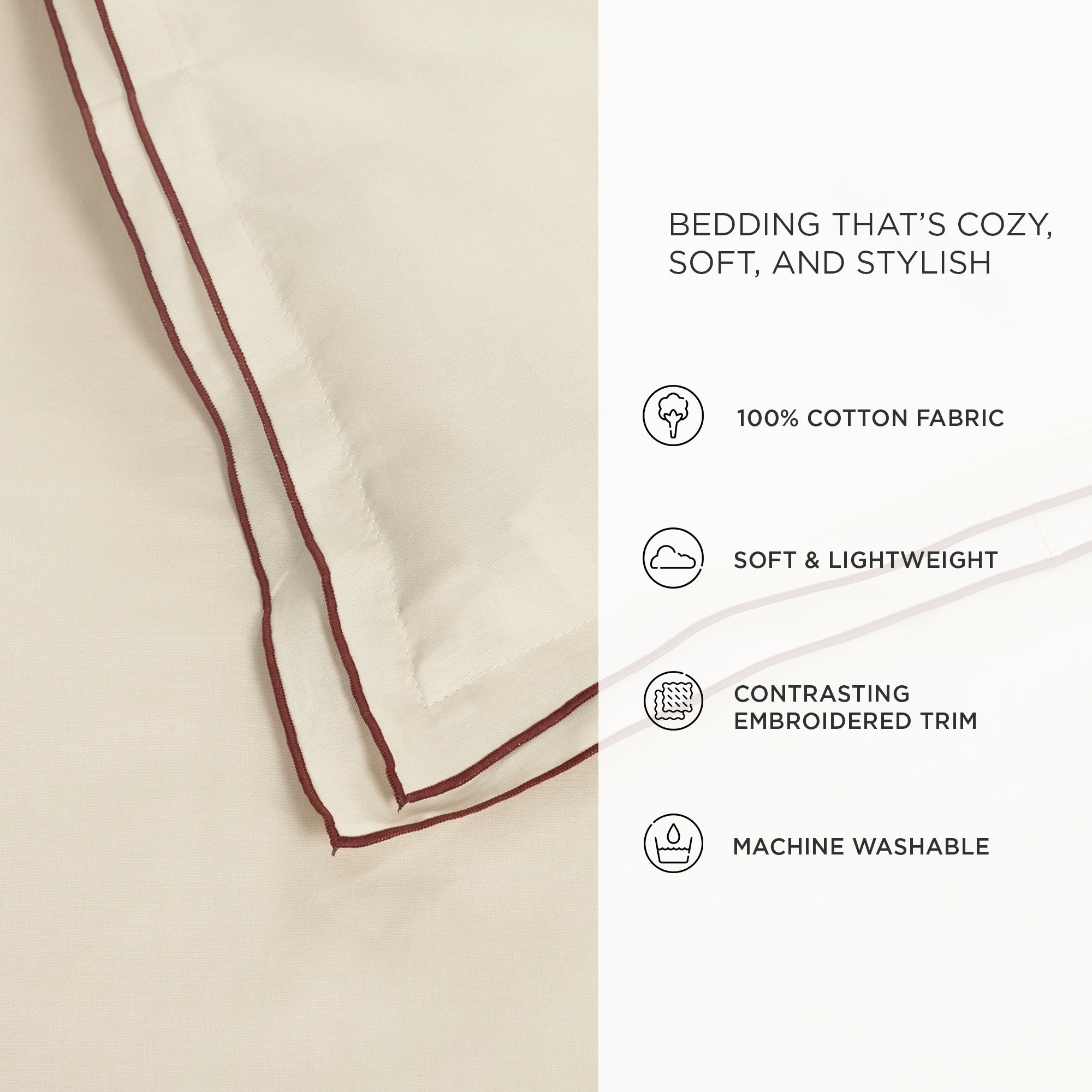 Hampton Double Flange Embroidered Contrast Edge Comforter Set - Queen Size Luxury Bedding for Master Bedroom & Guest Room - Soft & Elegant Home Decor for All Seasons