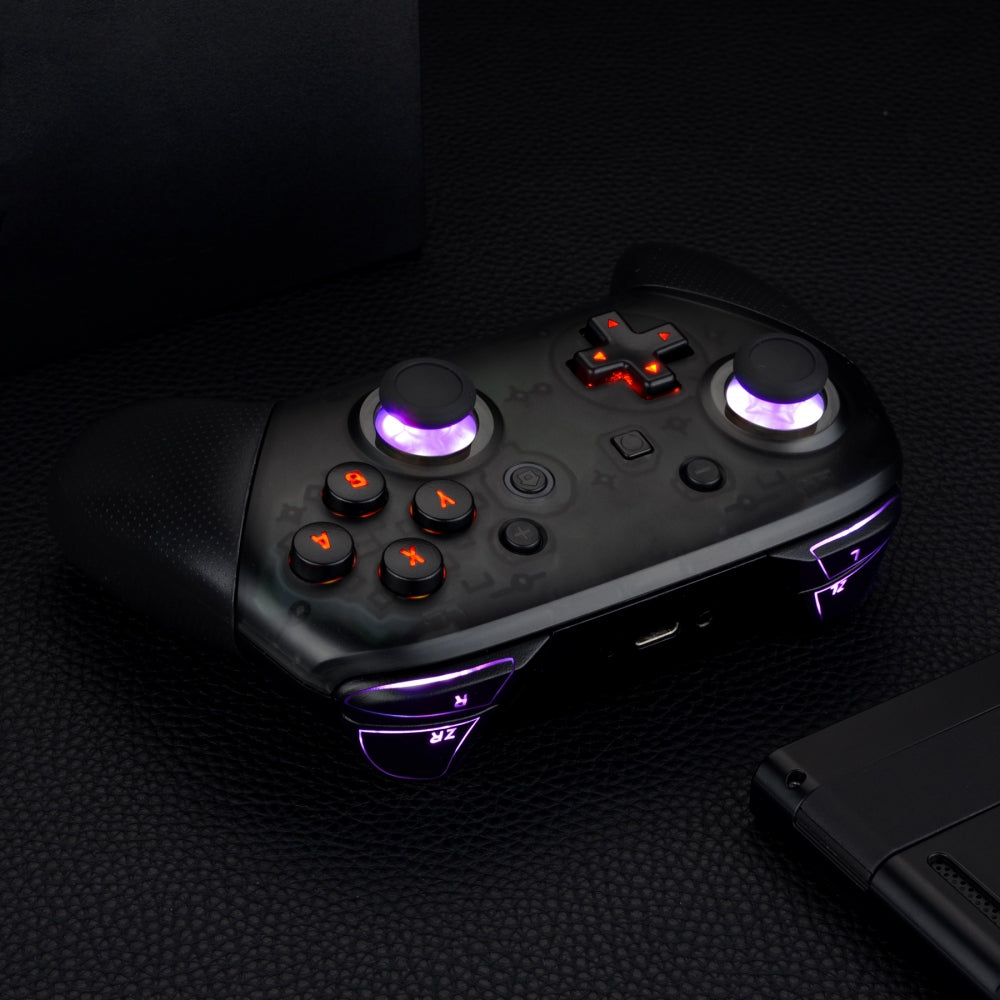 eXtremeRate Multi-Color LED Thumbsticks & Buttons Kit for Nintendo Switch Pro Controller - 9 Color Modes, 6 Lighting Zones, DIY Customization (NSLED002) - Perfect for Gaming, Streaming & Night Play