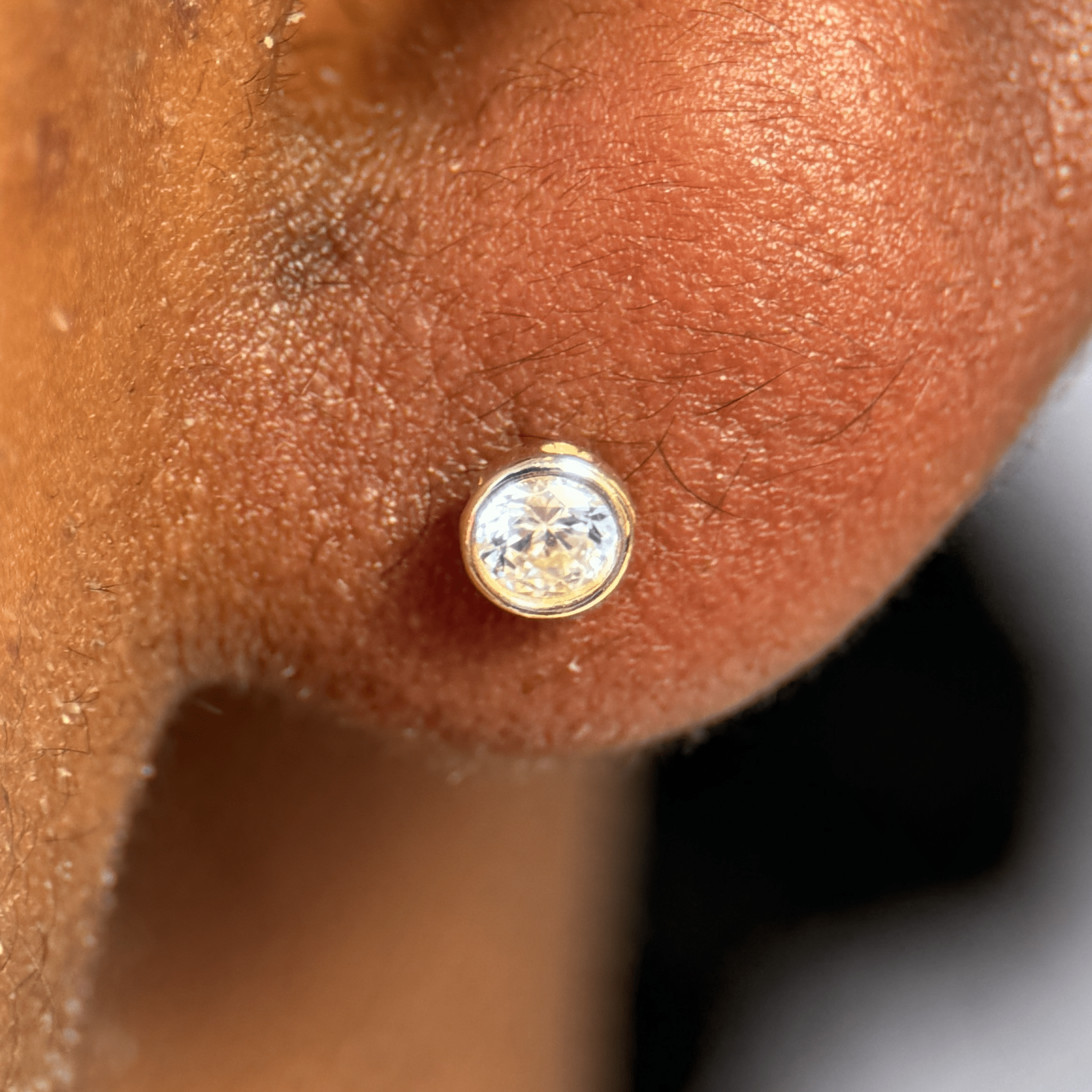 14K White Gold Round Diamond Stud Earrings - Flat Back Bezel Set for Everyday Wear & Special Occasions