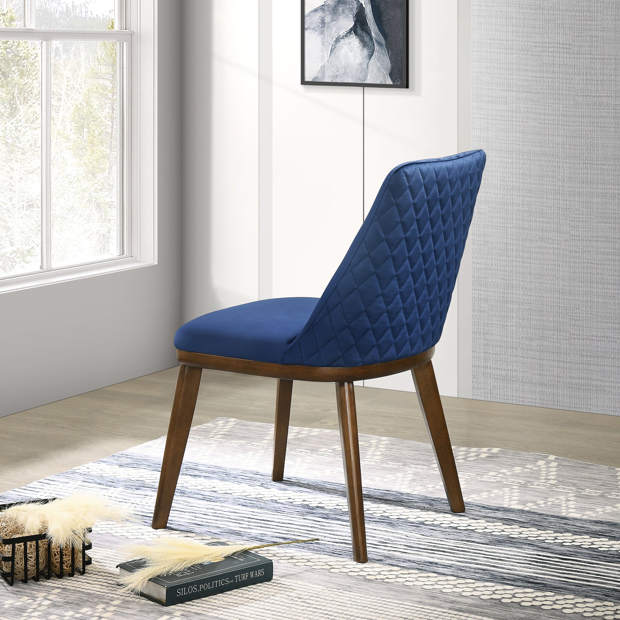 Premium Navy Blue Velvet Dining Chairs (Set of 2) - Modern Upholstered Side Chairs with Solid Wood Legs for Dining Room, Kitchen, or Office - Elegant Comfortable Seating for Home Decor