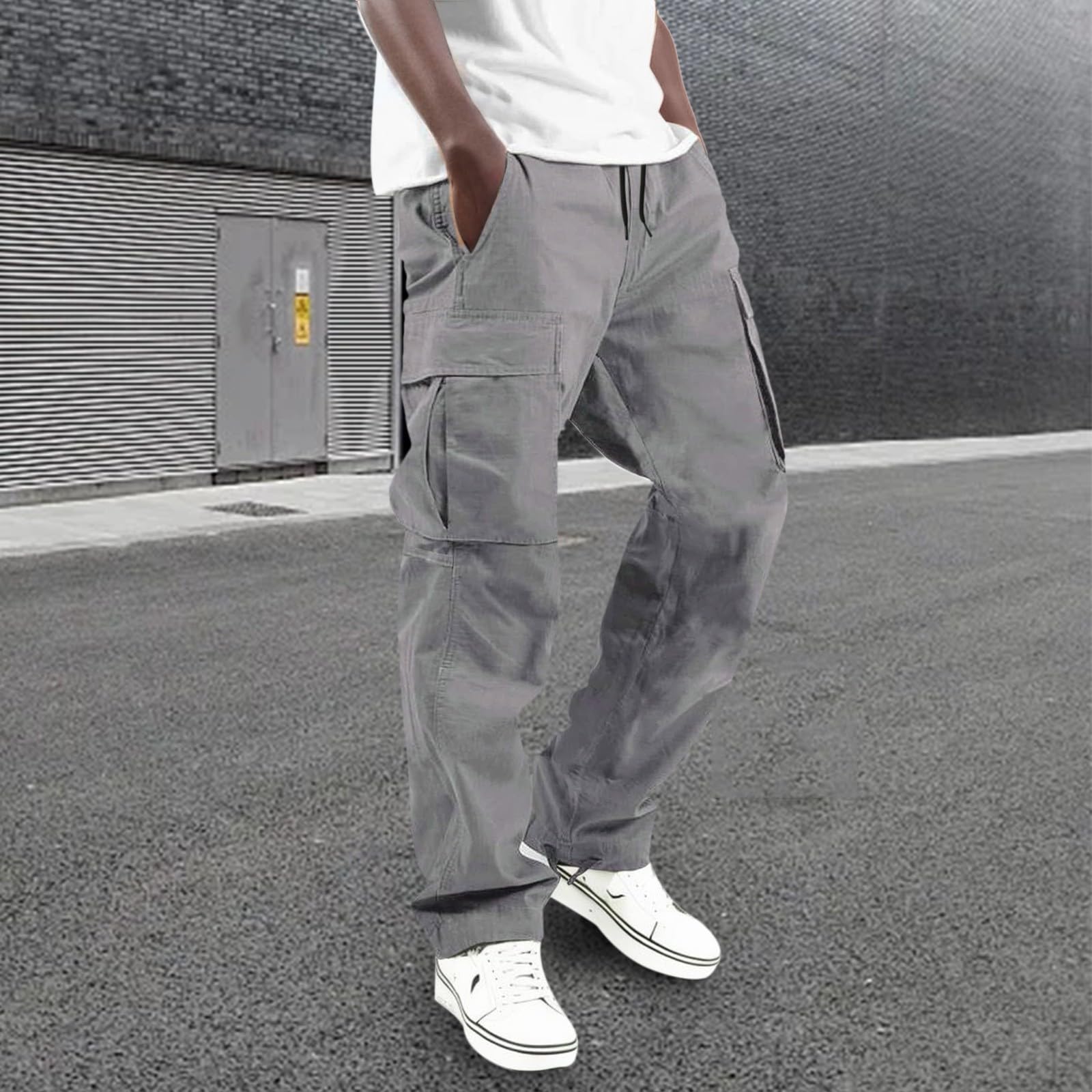 **Men's Cargo Pants - Work & Casual Baggy Joggers, Cotton Loose Straight Sweatpants for Outdoor, Hiking & Everyday Wear**