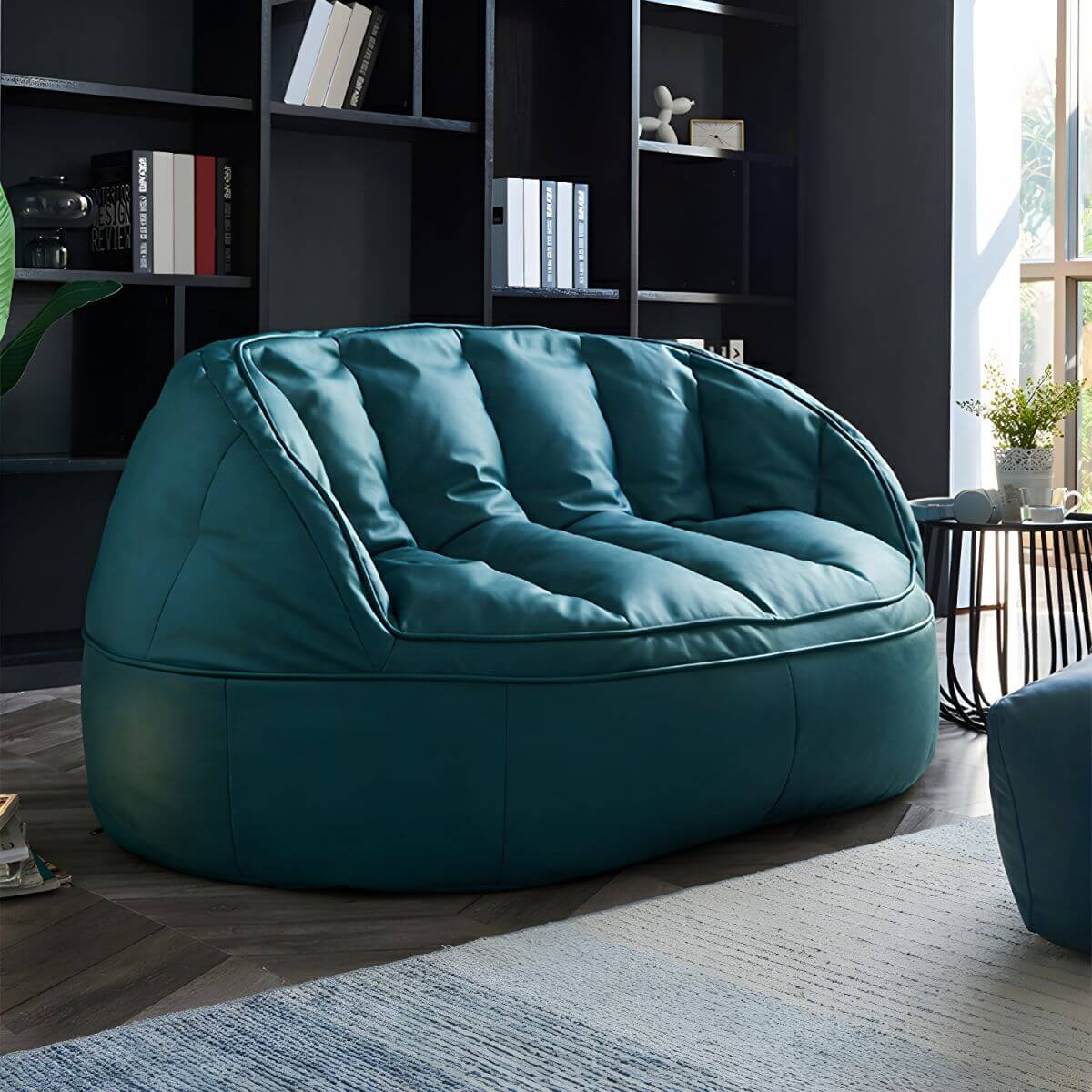 Water Resistant Faux Leather Bean Bag Chair with Durable Polystyrene Beans - Perfect for Living Room, Bedroom, Dorm & Game Room Relaxation