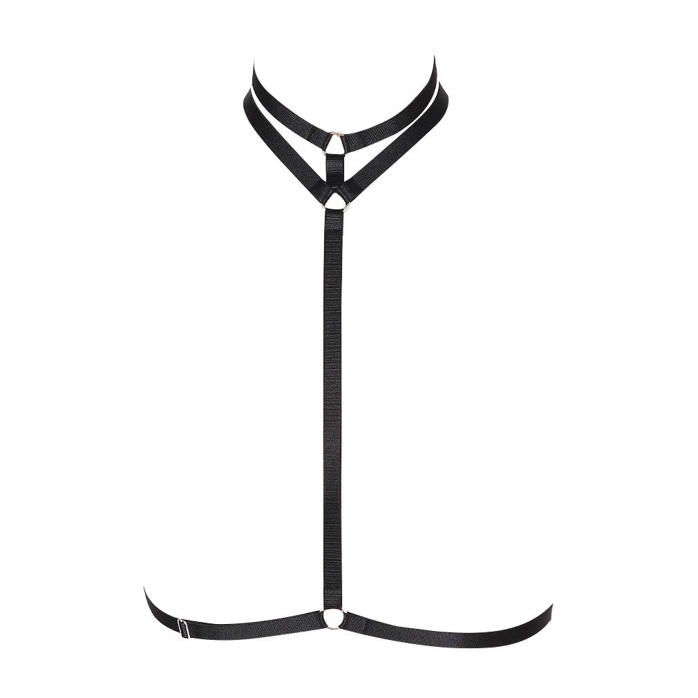 **MAMOHSS Women's Gothic Strappy Body Harness Bra - Adjustable Elastic Cage Bralette for Cosplay, Plus Size - Perfect for Halloween, Lingerie & Fetish Fashion**