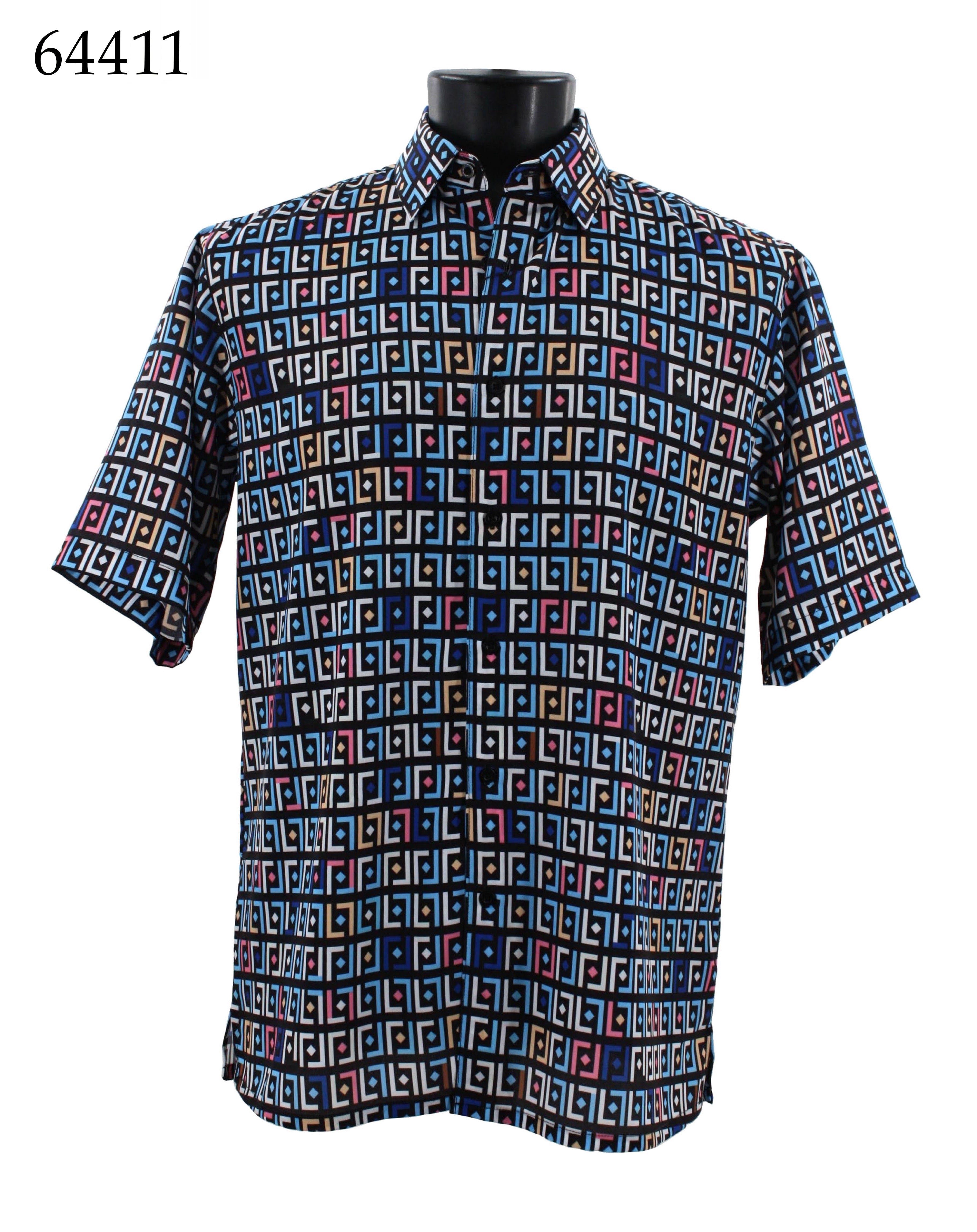Bassiri Men's Short Sleeve Casual Shirt 64411 - Comfortable & Stylish Button Down Shirt for Summer, Work, and Outdoor Activities