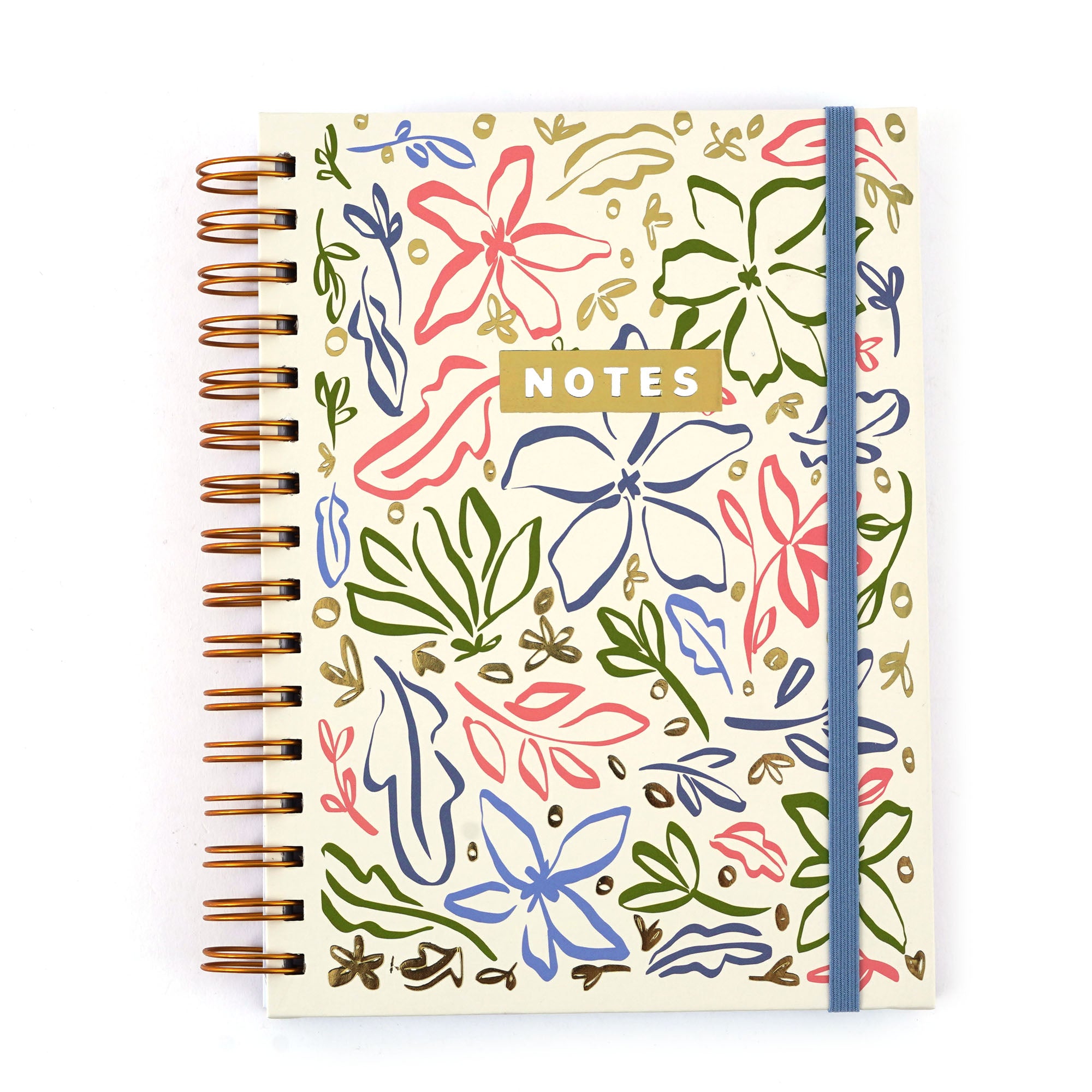 160-Sheet Hot Stamp Chunky Spiral Journal with Inside Pocket - Multicolor Floral Design, 8.5
