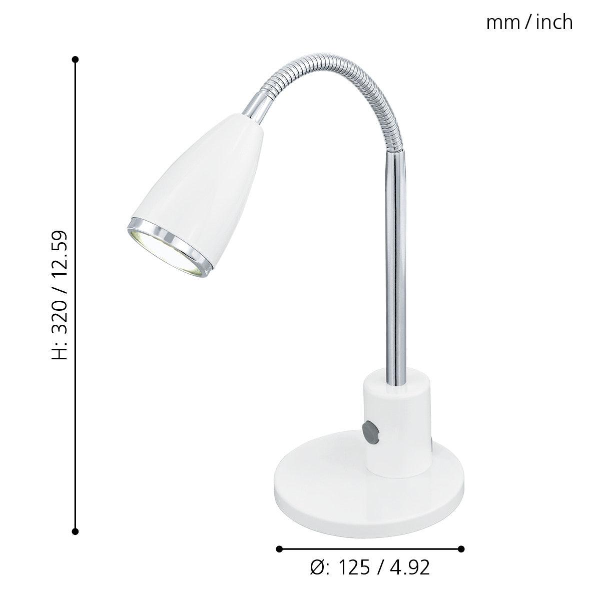 Eglo Fox Modern White & Chrome Table Lamp - Stylish Desk Lamp for Living Room, Bedroom, or Office Decor