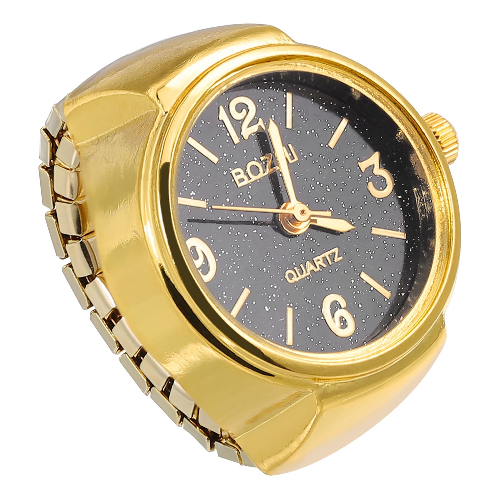 iplusmile Retro Digital Ring Watch - Stylish Quartz Finger Watch for Men & Women, Golden Black - Perfect for Fashion Accessories, Gifts & Unique Timepieces
