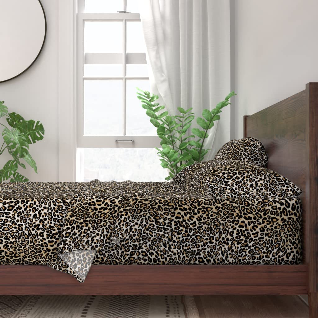 100% Cotton Queen 4-Piece Sheet Set - Classic Leopard Cheetah Animal Print Bedding | Soft Breathable Sheets for Jungle Themed Bedrooms & Safari Decor