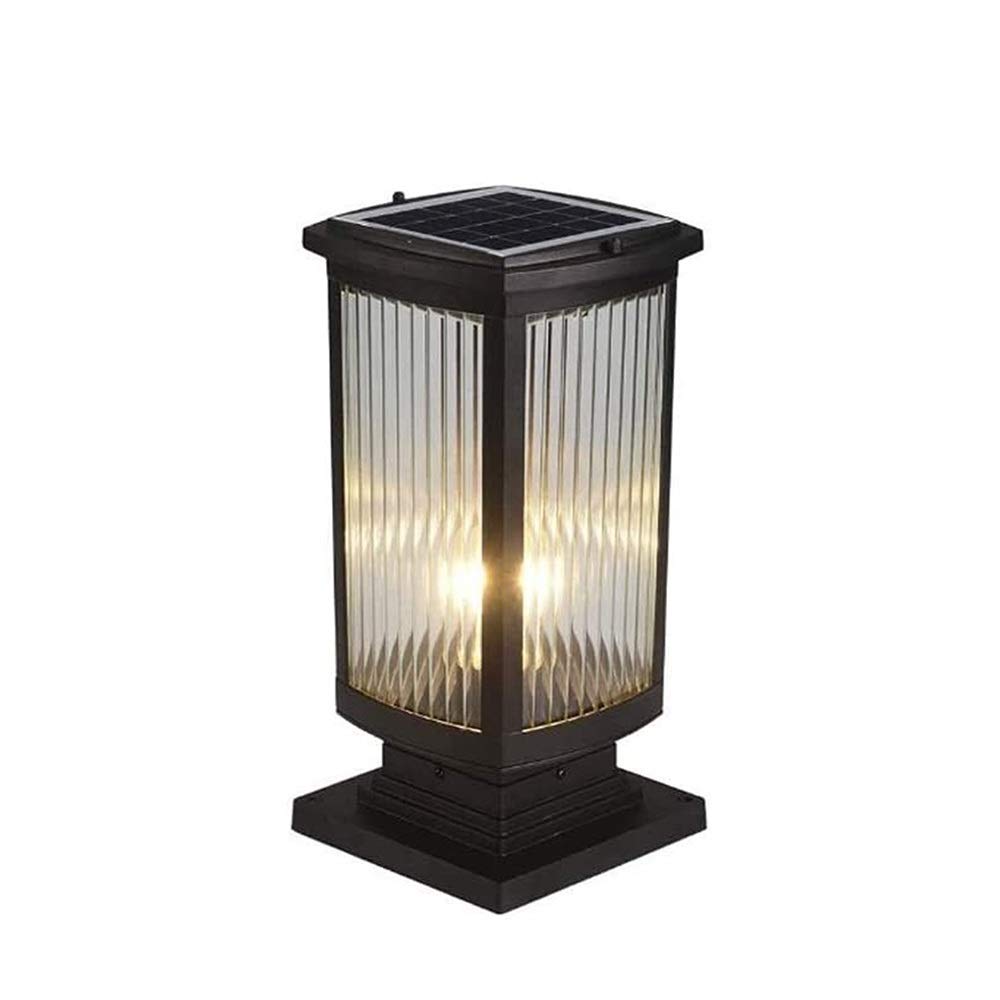 Vintage Solar Post Light - Outdoor LED Solar Column Lamp for Courtyard, Garden Gate, Villa Pathway - IP54 Waterproof Retro Bollard Light for Fence & Exterior Decoration - Perfect for Driveway, Walkway, and Landscape Lighting