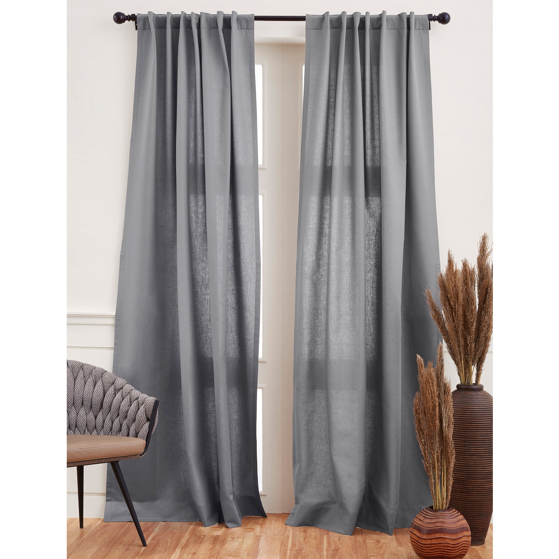 Premium Cotton Linen Curtains for Living Room & Bedroom - Blackout Thermal Insulated Window Drapes for Home Decor