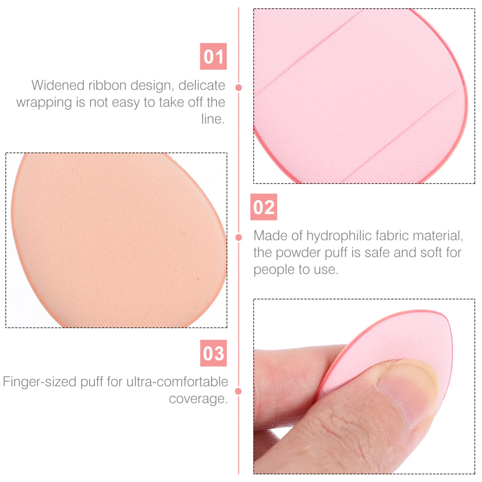 Minkissy 20pcs Finger Powder Puff - Hydrophilic Non-Latex Fluffy Makeup Sponge for Foundation, Setting Powder & Makeup Removal | Mini Beauty Blender for Flawless Face Makeup Application & Touch-Ups