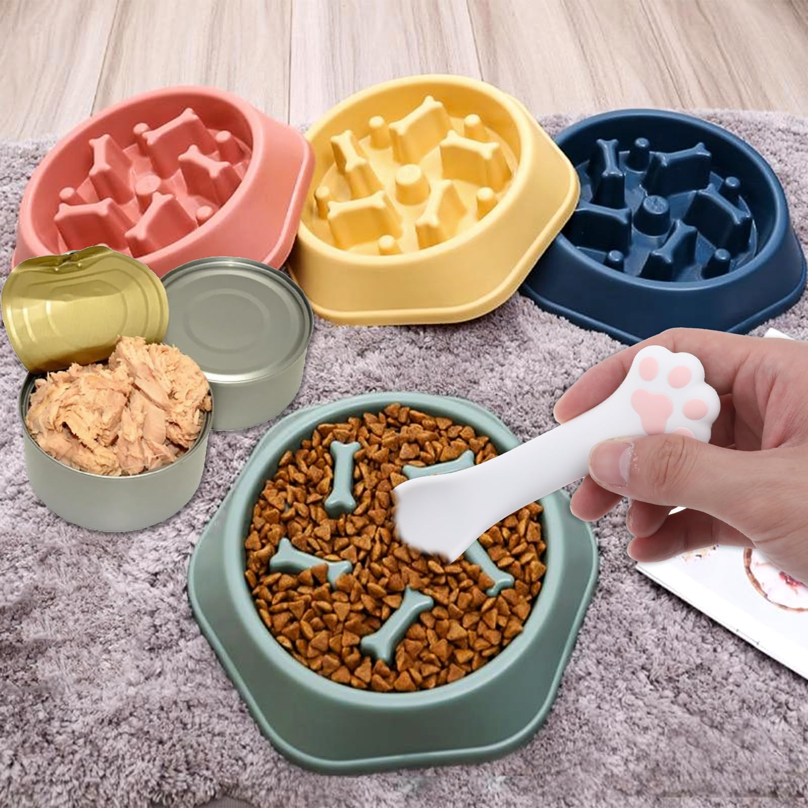 Molain 2-Pack Silicone Pet Food Spoon - Reusable Wet Food Scoop for Cats & Dogs with Built-in Can Opener - Perfect for Canned Food, Wet Kibble & Homemade Meals (White & Gray) - Ideal for Mess-Free Feeding & Travel Use