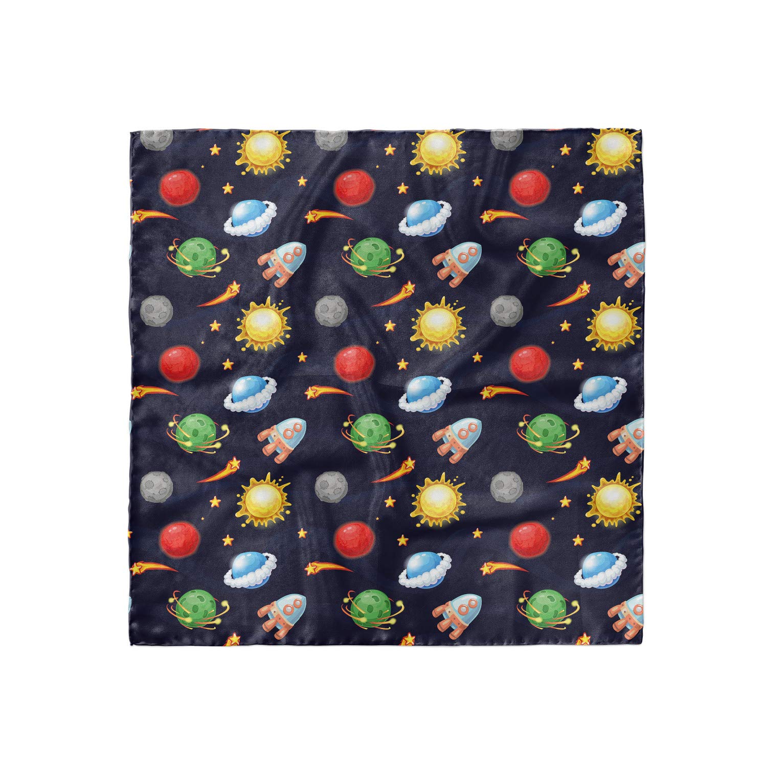 Ambesonne Space Hair Scarf - Galaxy Print with Sun and Planets, Stylish Head Wrap for Women, Perfect for Boho Fashion, Yoga, and Outdoor Activities