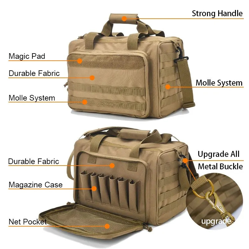 MilitaryKart Heavy Duty Tactical Range Bag - Durable Shooting Range Gear for Pistol & Rifle Accessories | Perfect for Gun Range, Hunting & Outdoor Training