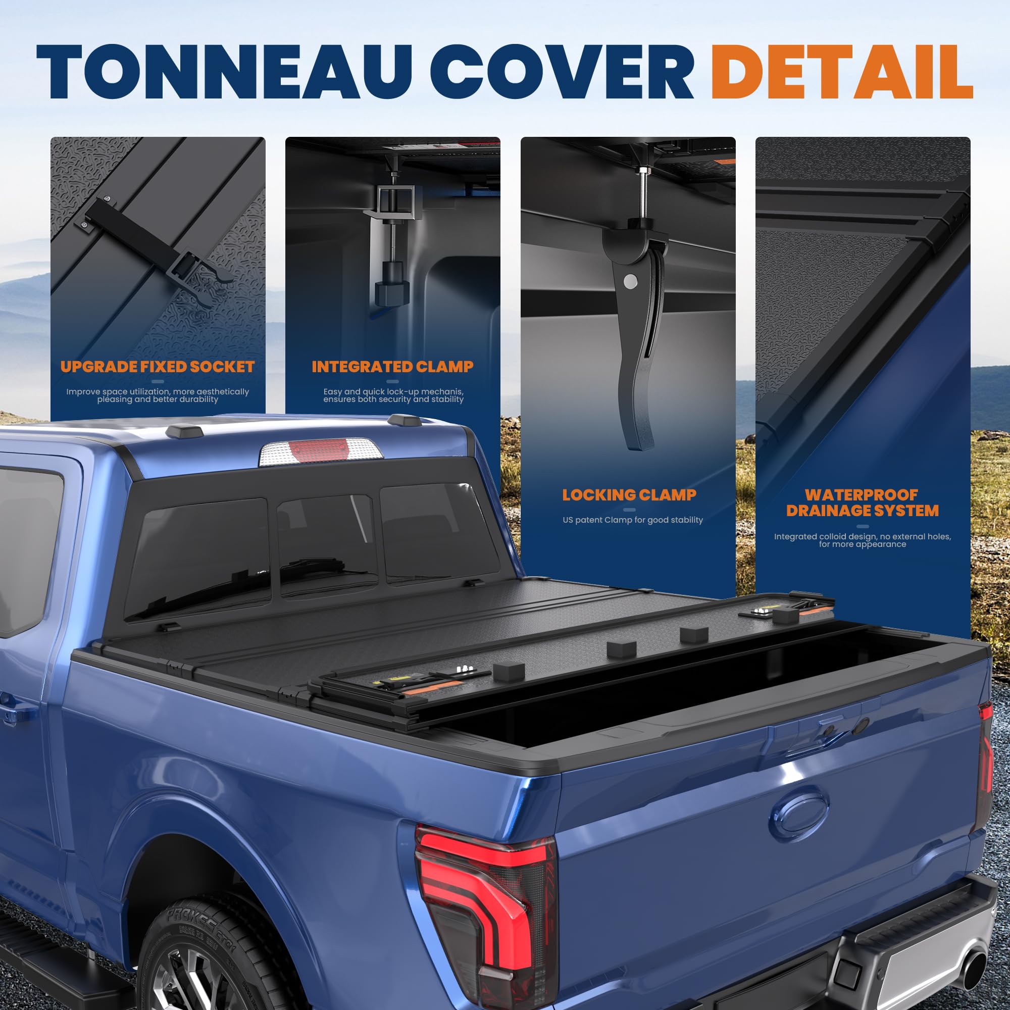 Hard Quad Truck Bed Tonneau Cover for 2015-2025 Ford F150 F-150 Styleside (5.5' Bed) - Waterproof & Durable Pickup Truck Accessory for Camping, Work & Outdoor Adventures (Not Compatible with Flareside)