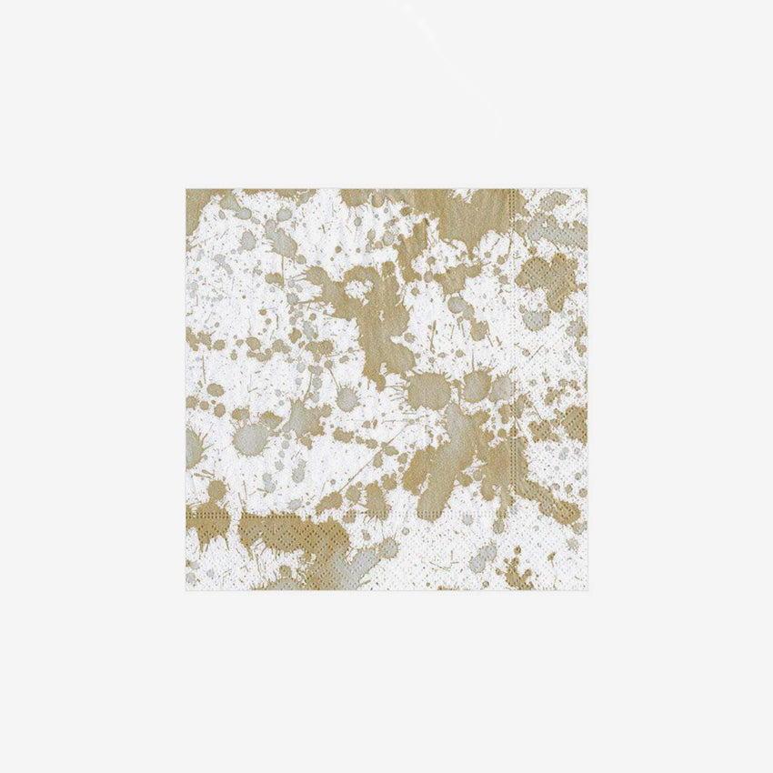 Caspari Splatterware Gold Napkins - Elegant Disposable Dinner Napkins for Parties, Weddings & Special Events - Premium Decorative Paper Napkins for Table Setting & Home Decor
