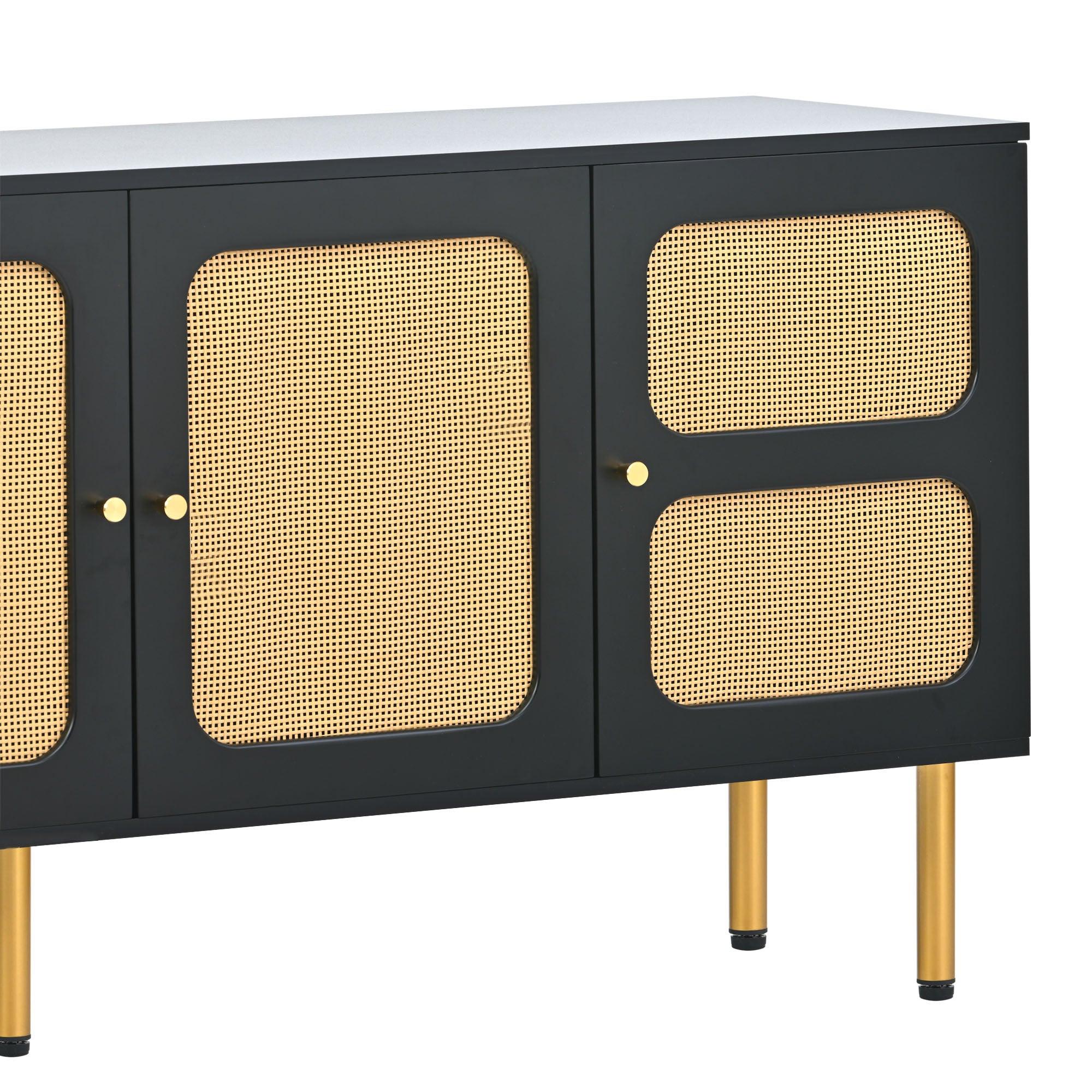 Boho Style TV Stand with Rattan Door - 70