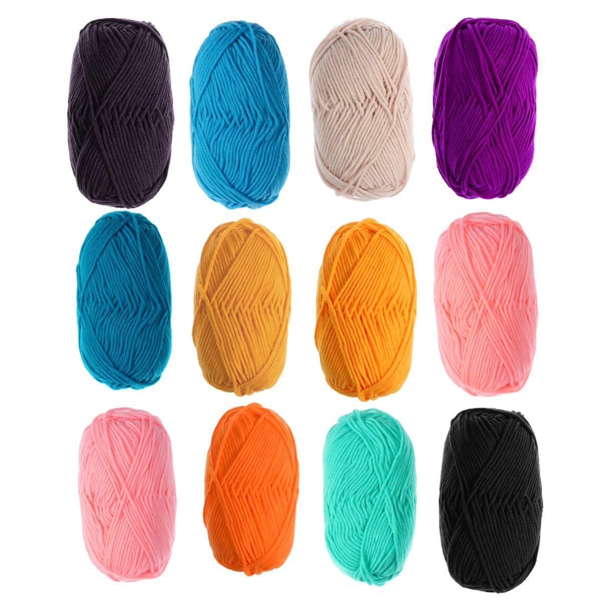 12x50g Premium Milk Cotton Yarn for Crochet & Knitting - Soft Chunky Hand-Woven DIY Craft Yarn Starter Kit - Natural Fiber Wool Thread (Random Colors) - Perfect for Blankets, Scarves & Baby Clothes