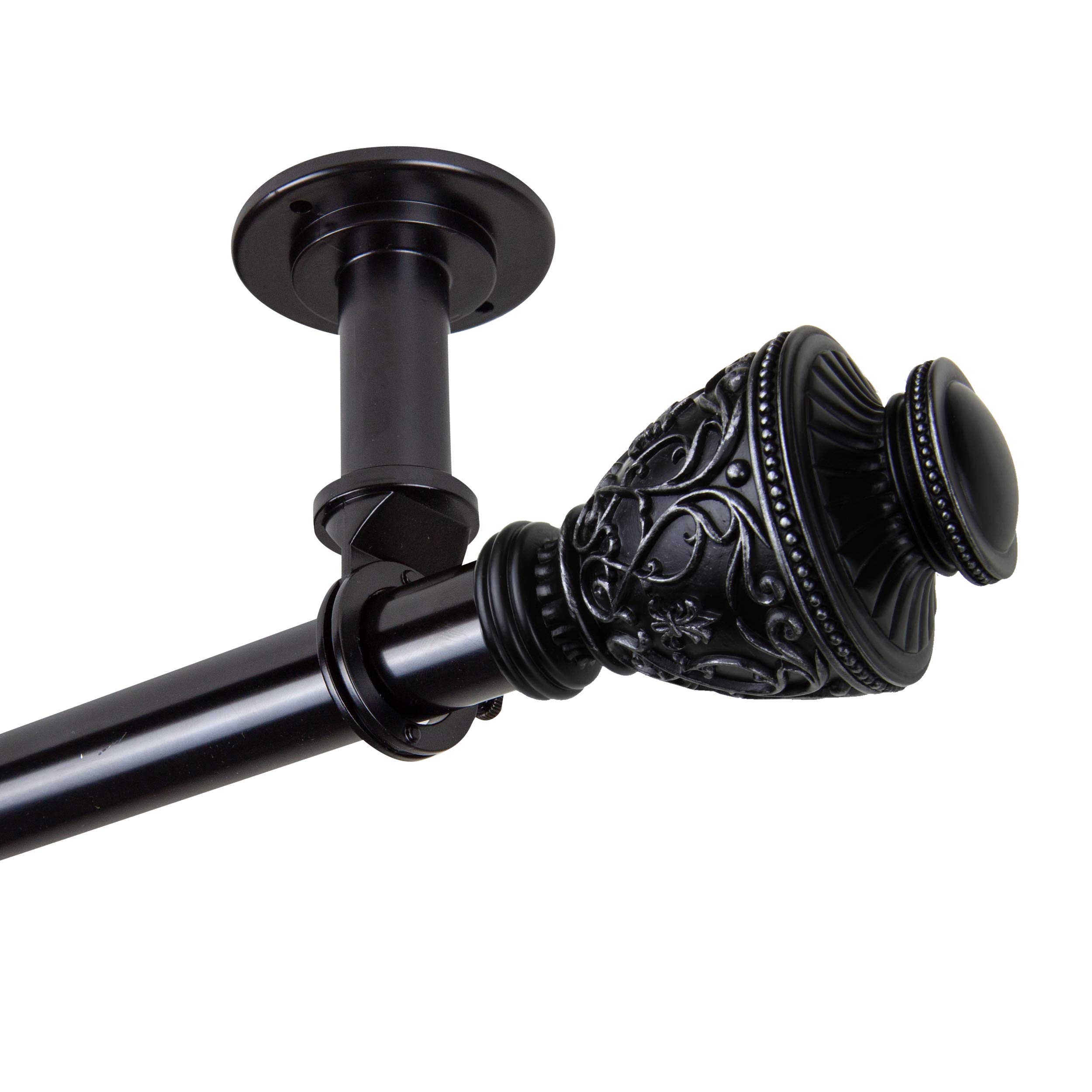 Rod Desyne Veda 1-Inch Adjustable Ceiling Curtain Rod - 120 to 170 Inches, Black - Perfect for Room Dividers, Window Treatments & Home Decor