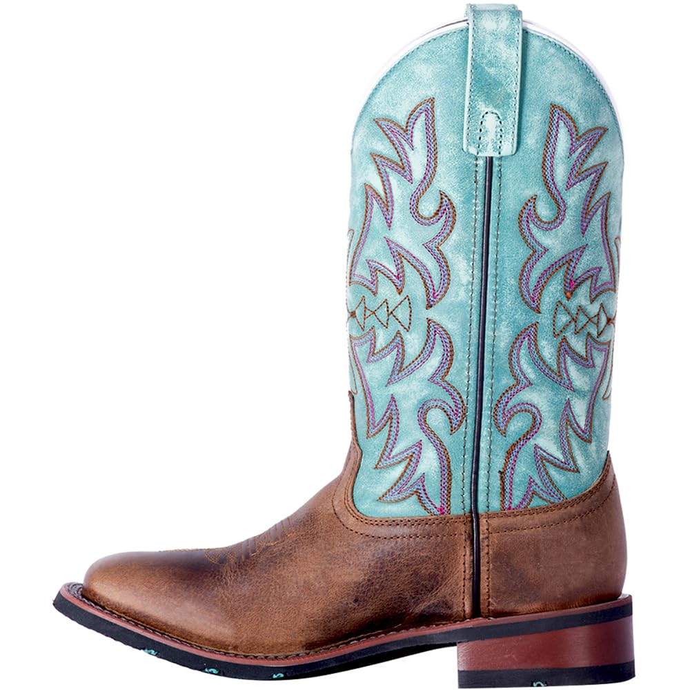Laredo Women's Anita Embroidered Square Toe Mid Calf Boots - Casual Low Heel (1-2