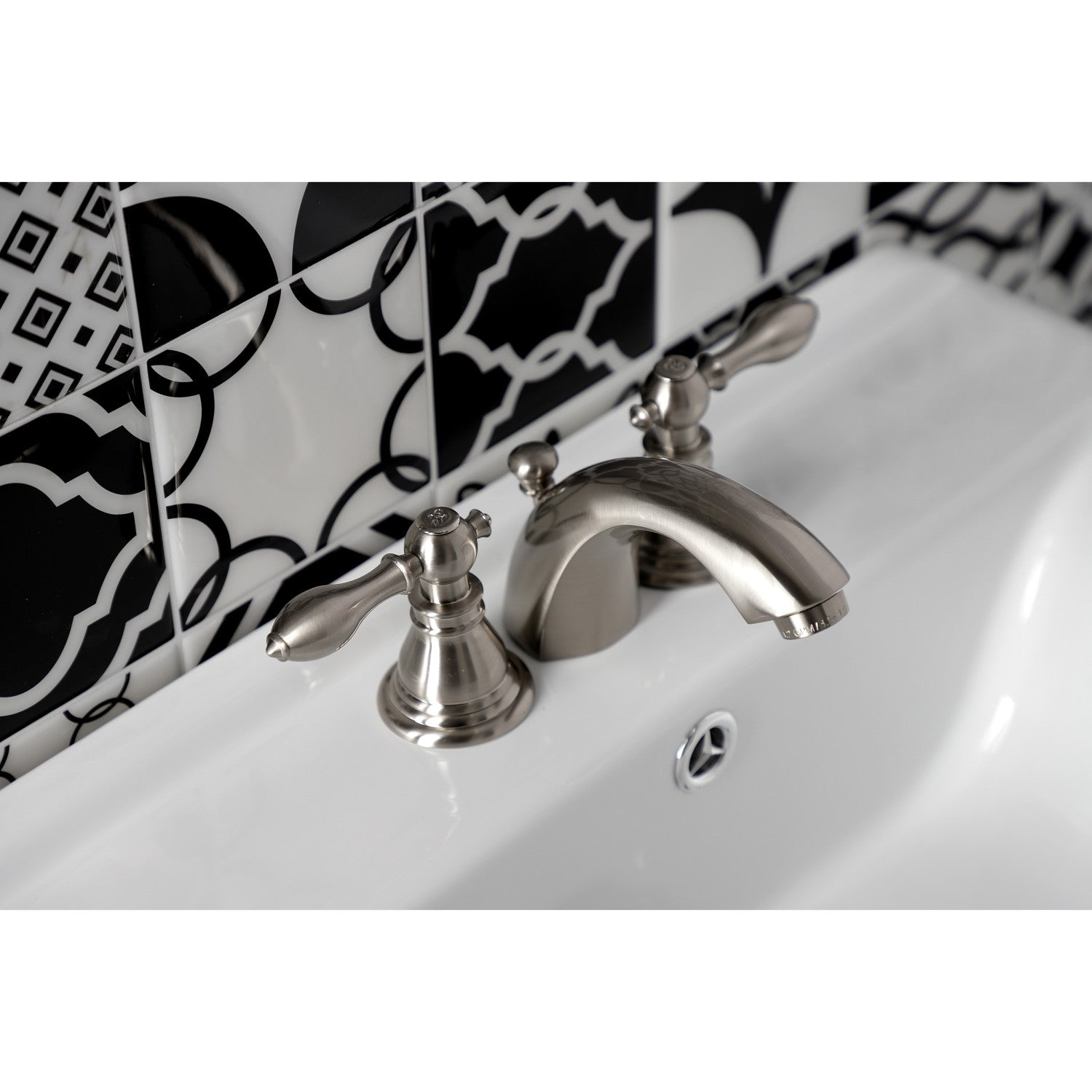 American Classic KB958ACL Brushed Nickel 3-Hole Mini Widespread Bathroom Faucet with Pop-Up Drain - Perfect for Modern Vanities and Small Bathroom Spaces