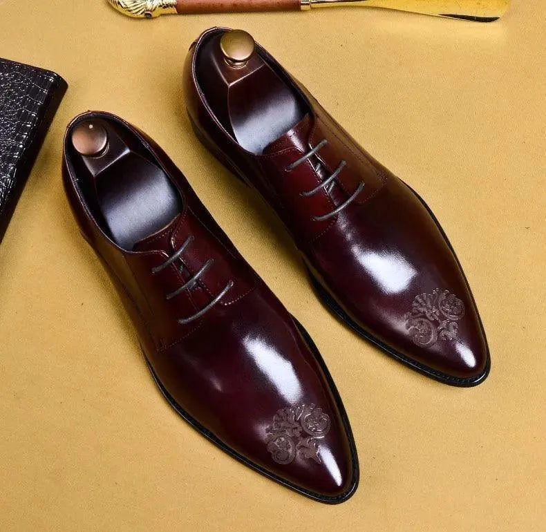 Italian Leather Dress Shoes for Men - Premium Formal Business & Wedding Shoes - Elegant Office & Evening Wear