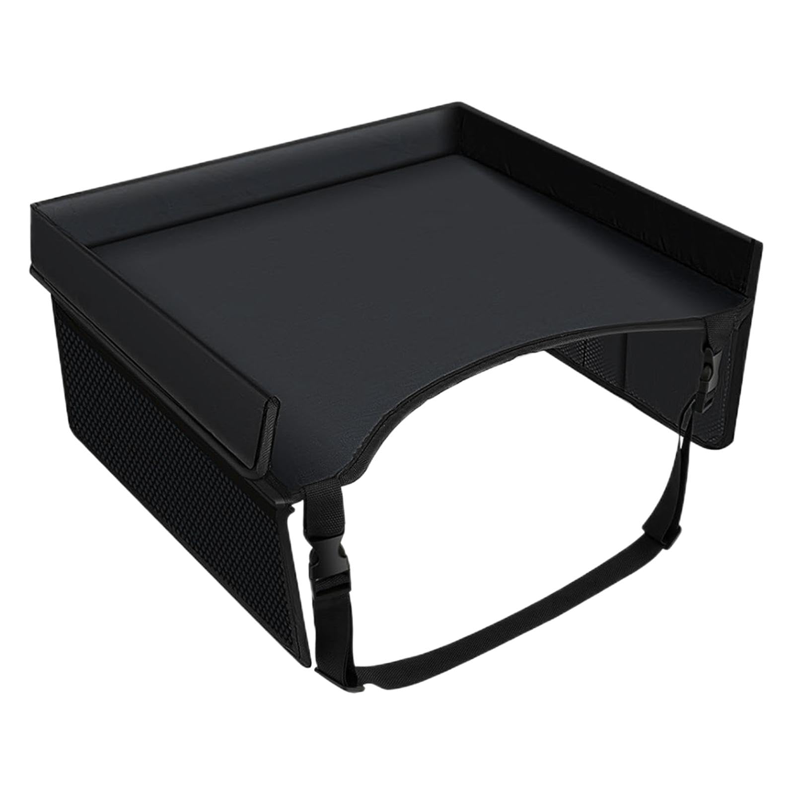 Foldable Kids Car Seat Tray with Adjustable Strap & Pocket - Travel Lap Desk for Snacks & Toys