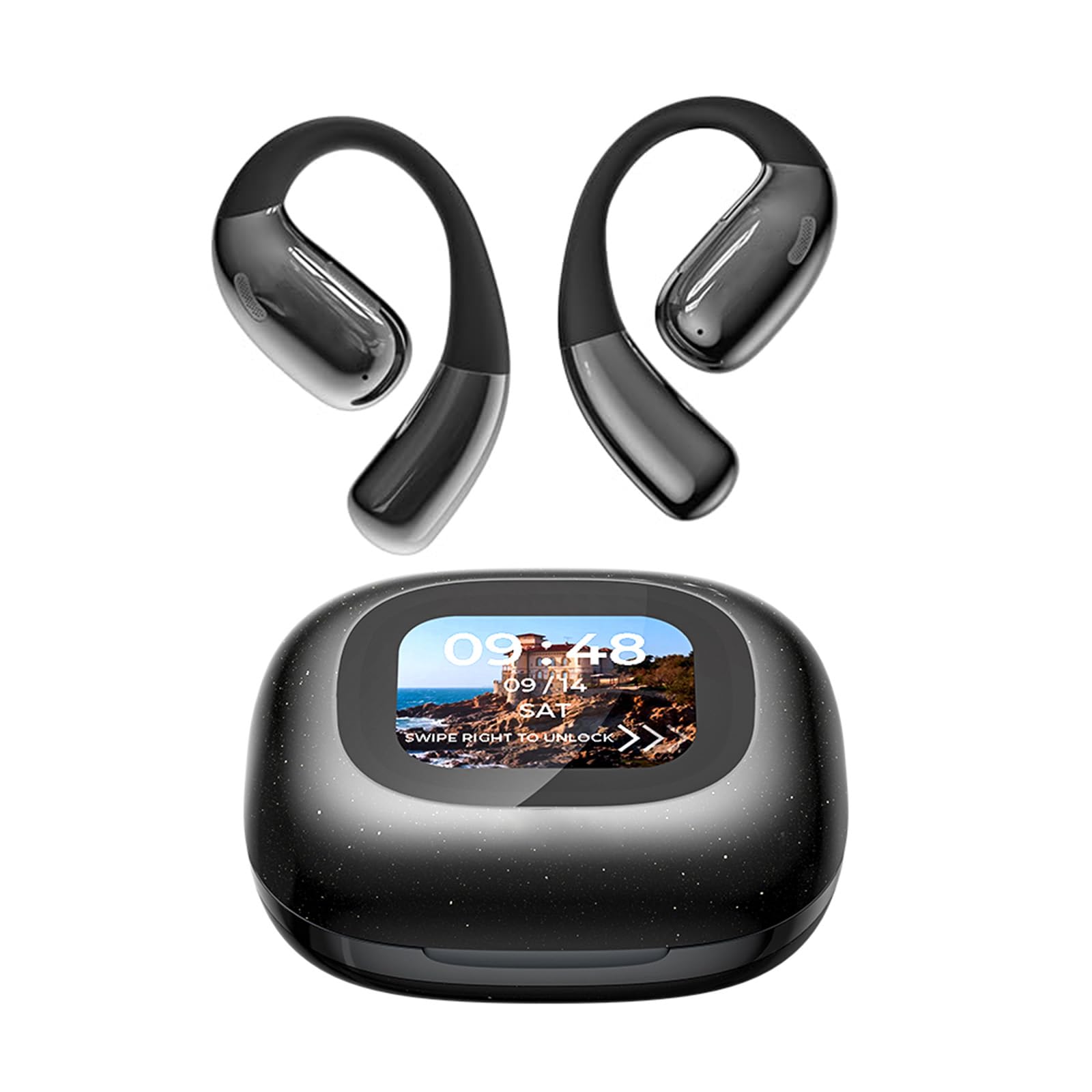 OWS True Wireless Translation Earbuds - 142 Language AI Translator Headphones with Open Ear Design, HiFi Stereo Sound & LED Display | Perfect for Business Meetings, Travel & Multilingual Communication (StarrySky Black)