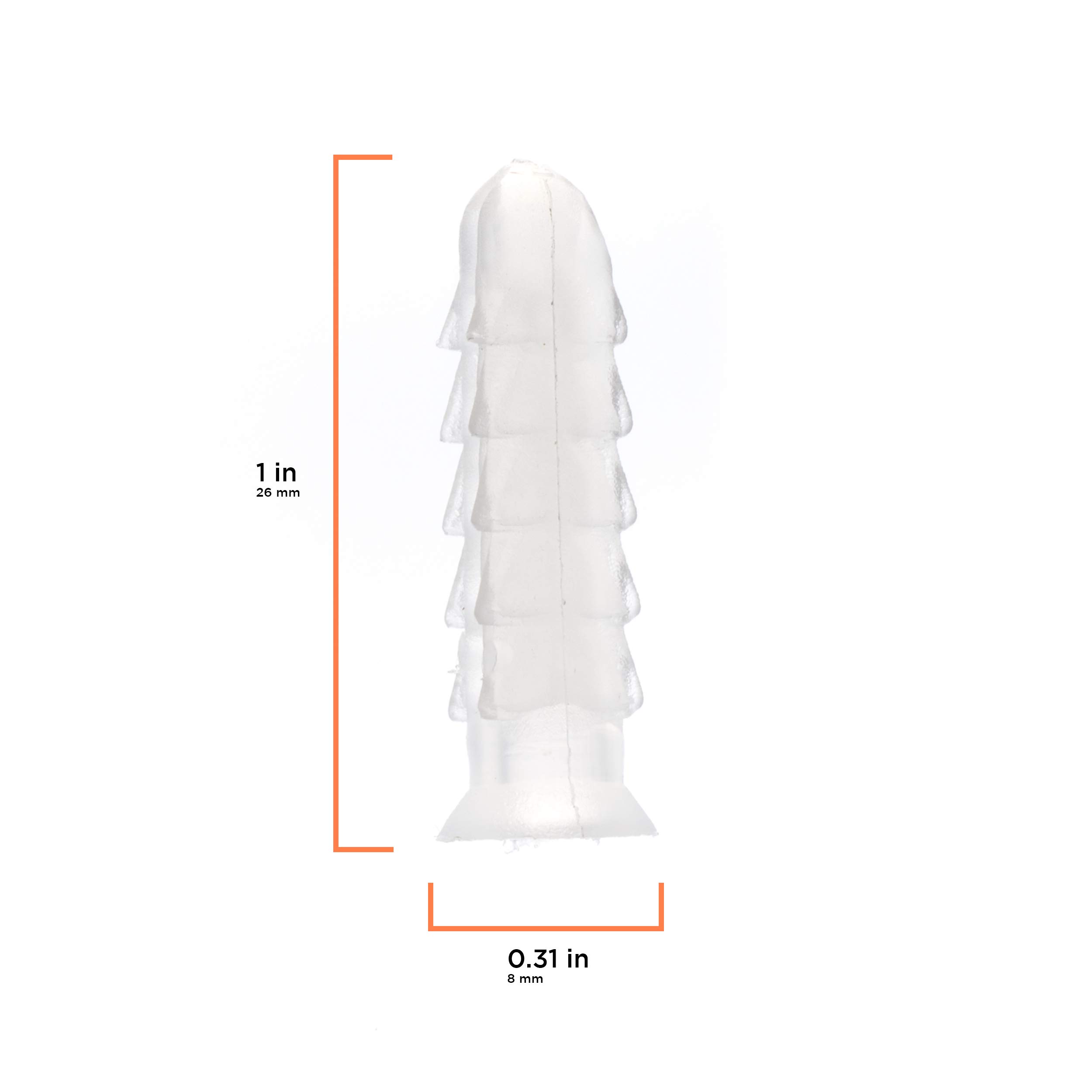THE CIMPLE CO Ribbed Plastic Conical Anchors - 50 Pack Heavy Duty Wall Anchors for Concrete, Stucco, Brick & Drywall - Secure Shelves, Mirrors & Decorations in Hard Surfaces